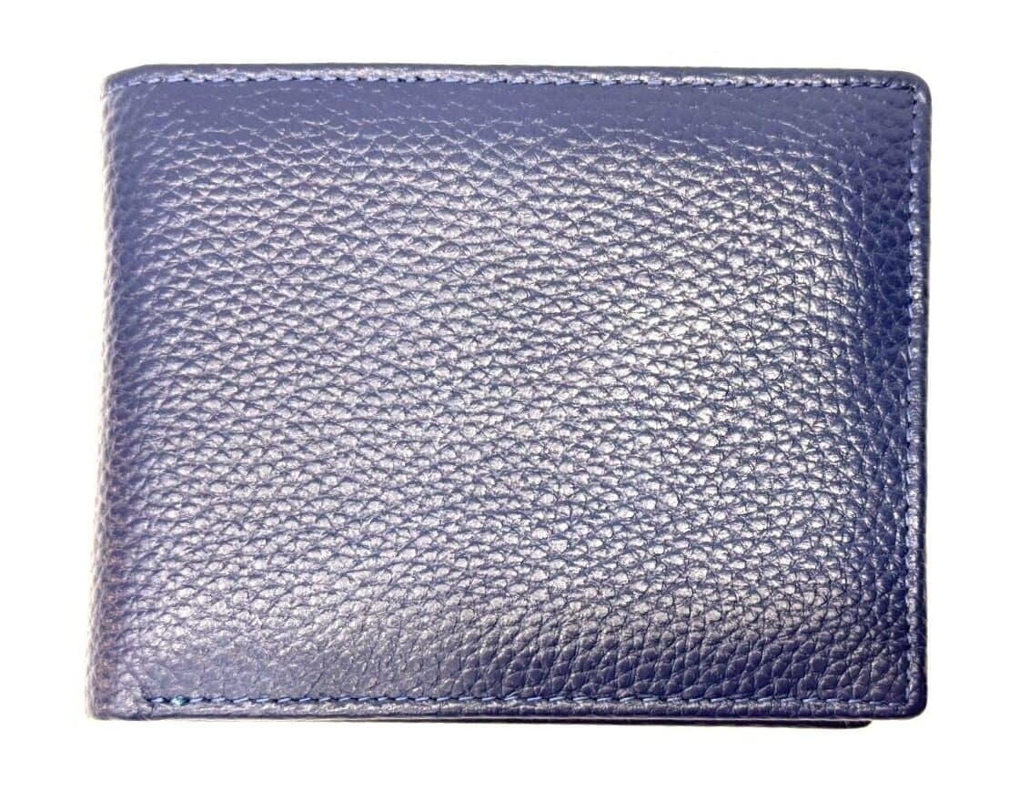 Portafoglio  da uomo, in vera pelle SLOVACCHIA, colore BLU, CHIAROSCURO, Made in Italy.