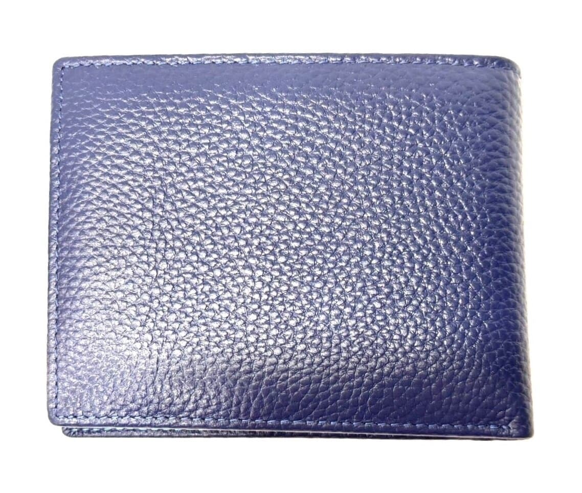 Portafoglio  da uomo, in vera pelle SLOVACCHIA, colore BLU, CHIAROSCURO, Made in Italy.
