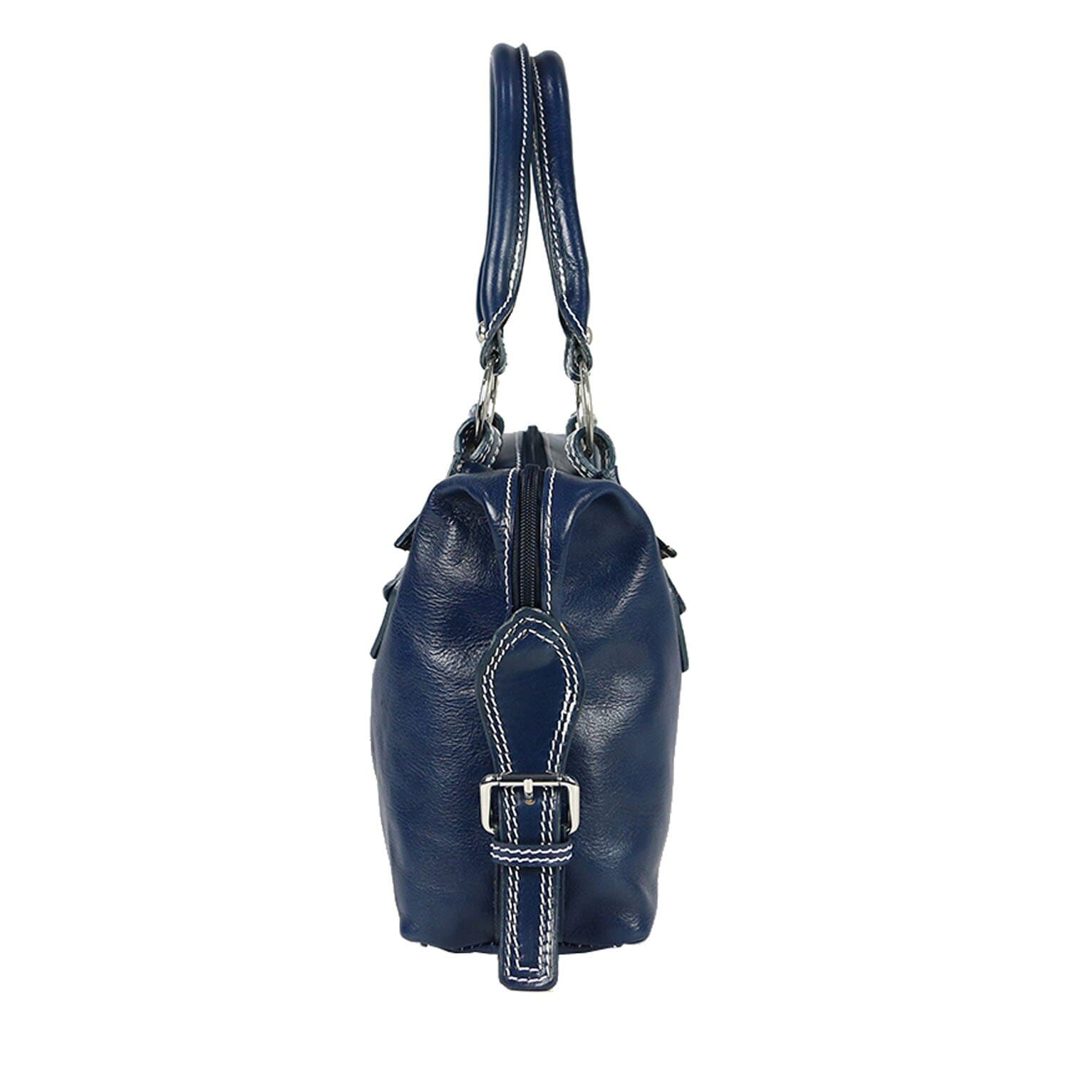 Borsa donna in vera pelle CHIAROSCURO mod. MARY, colore BLU, Made in Italy.