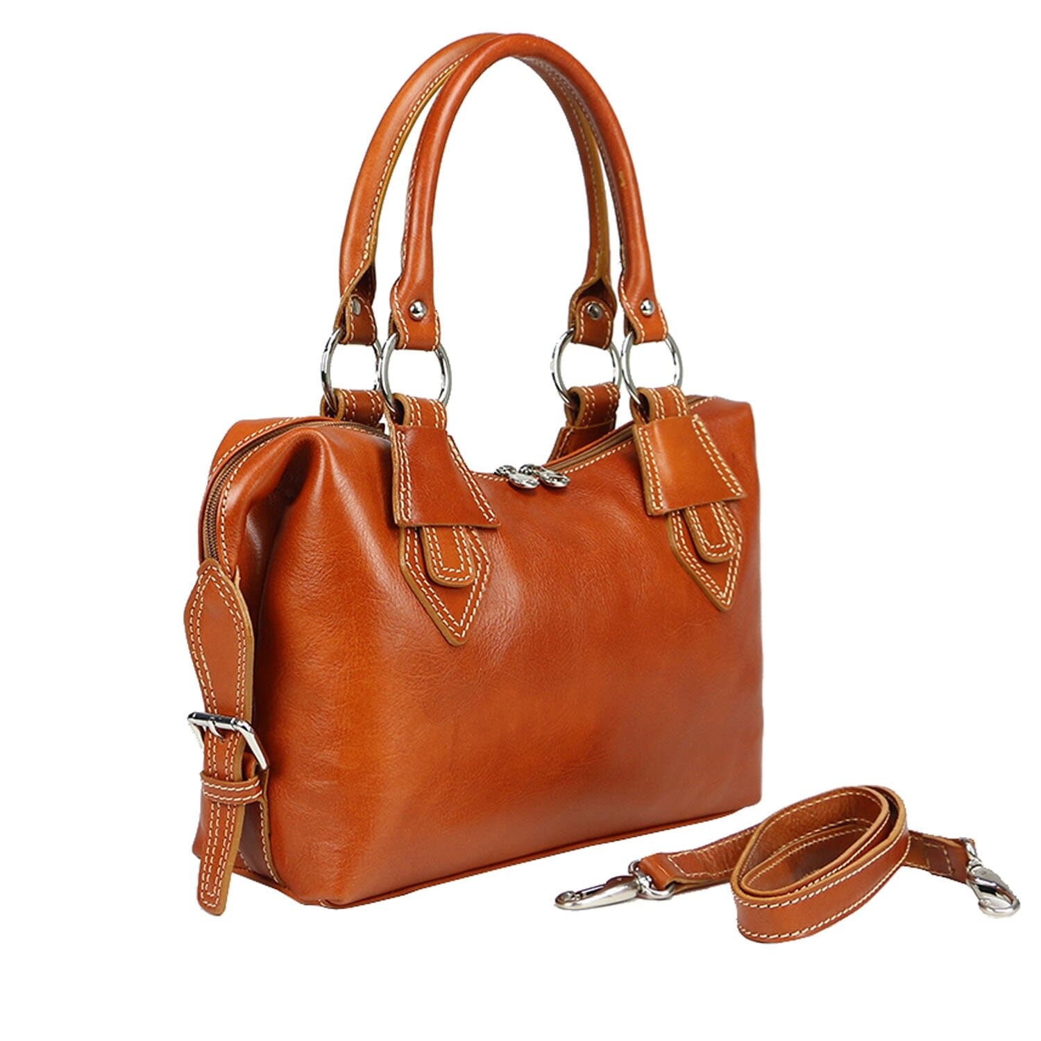 Borsa donna in vera pelle CHIAROSCURO mod. MARY colore MIELE Made in Italy