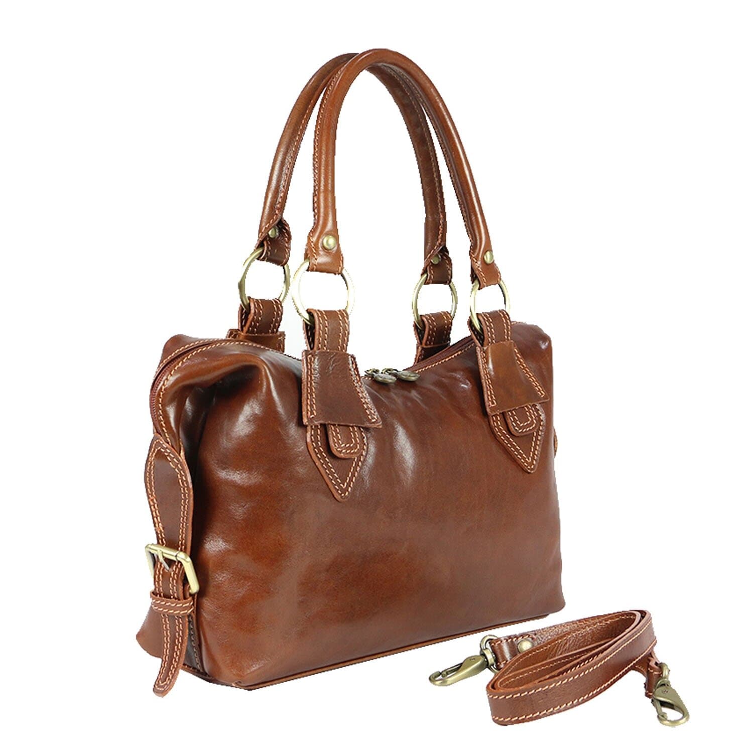 Borsa donna in vera pelle CHIAROSCURO mod. MARY colore MARRONE Made in Italy