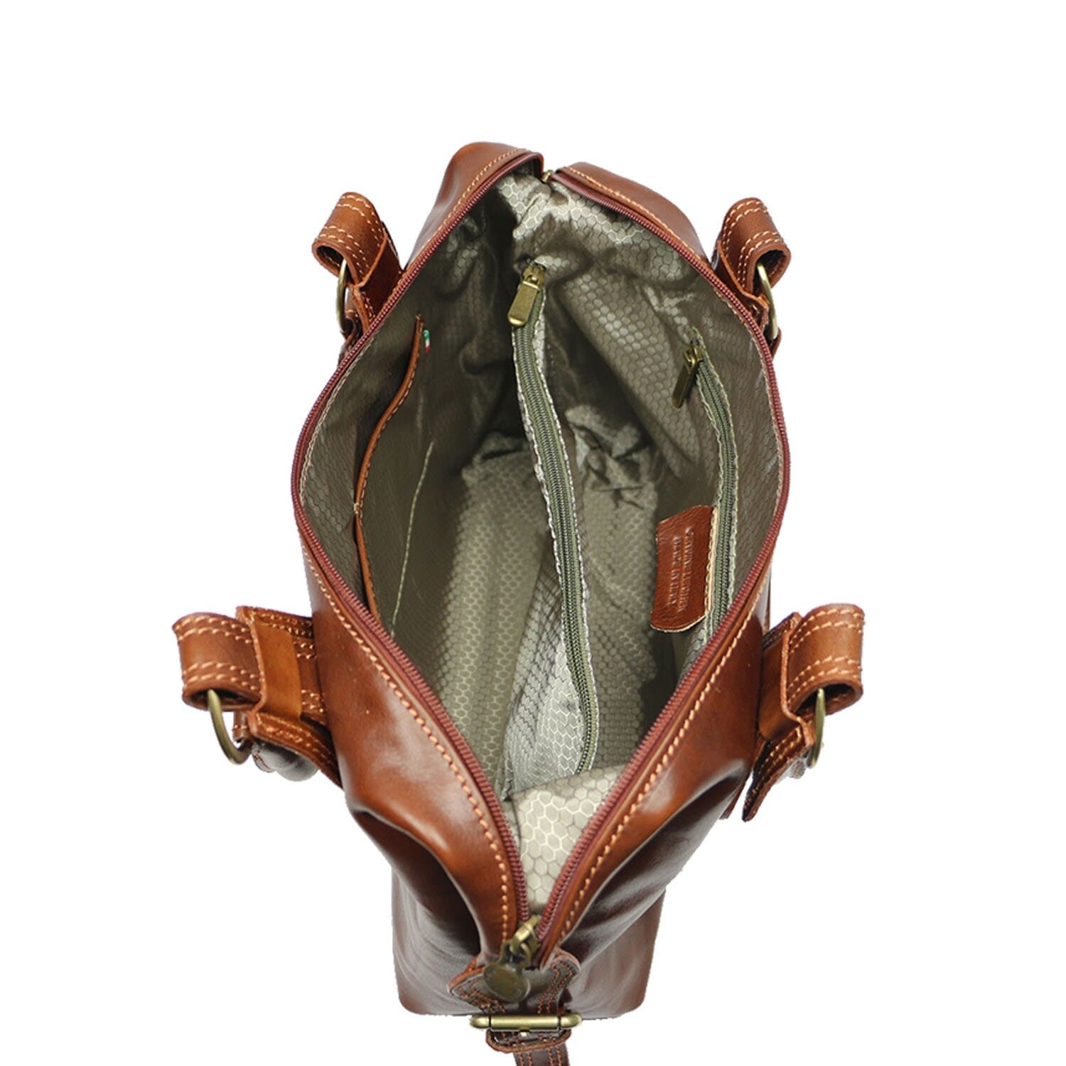 Borsa donna in vera pelle CHIAROSCURO mod. MARY colore MARRONE Made in Italy
