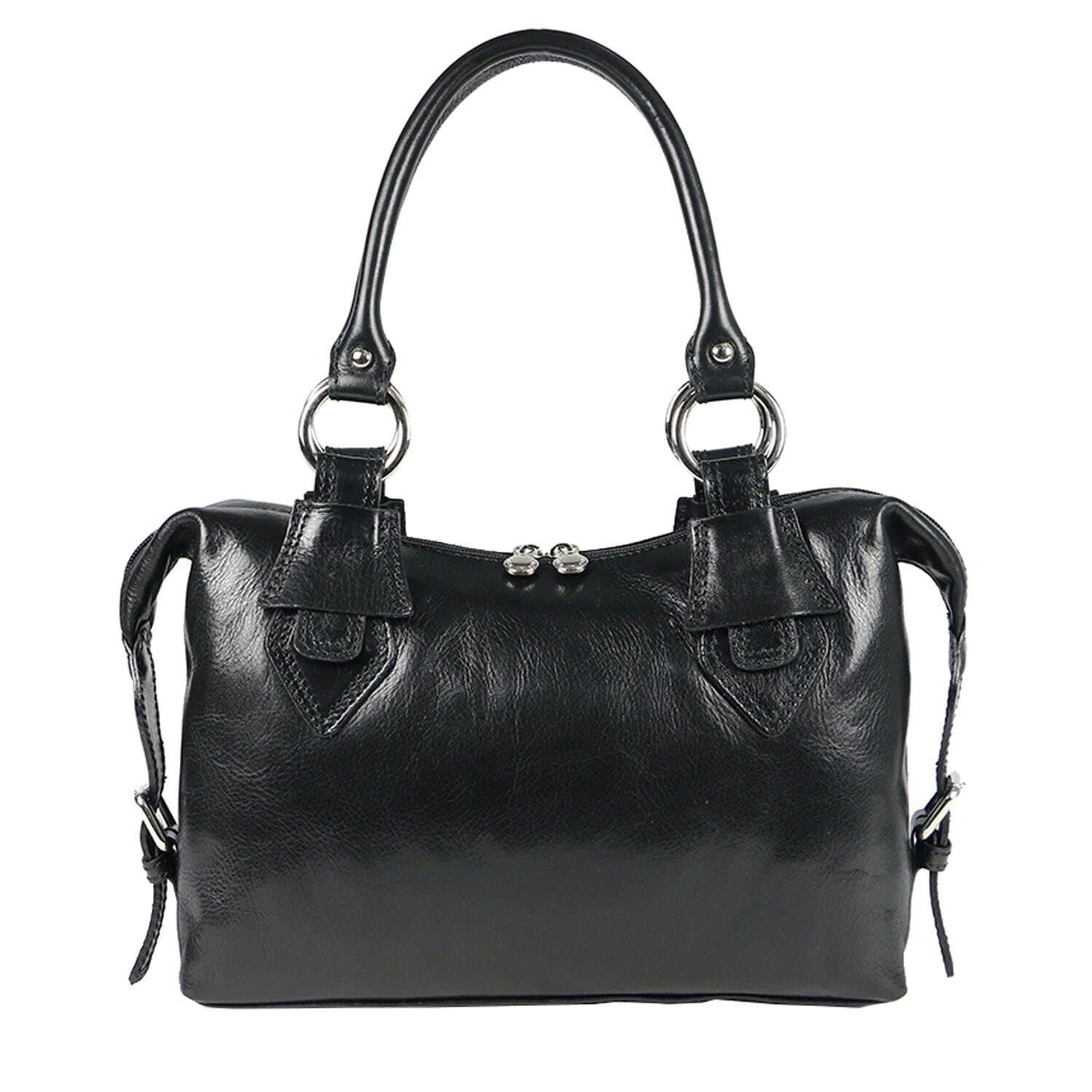 Borsa donna in vera pelle CHIAROSCURO mod. MARY colore NERO Made in Italy