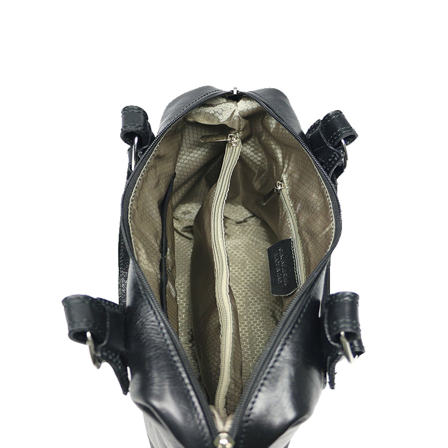 Borsa donna in vera pelle CHIAROSCURO mod. MARY colore NERO Made in Italy