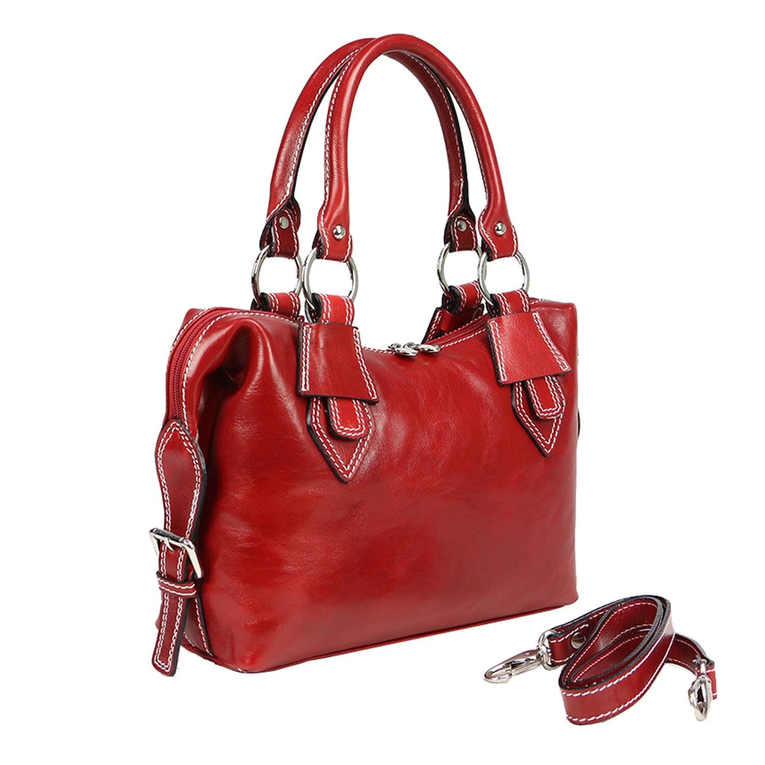 Borsa donna in vera pelle CHIAROSCURO mod. MARY colore ROSSO Made in Italy