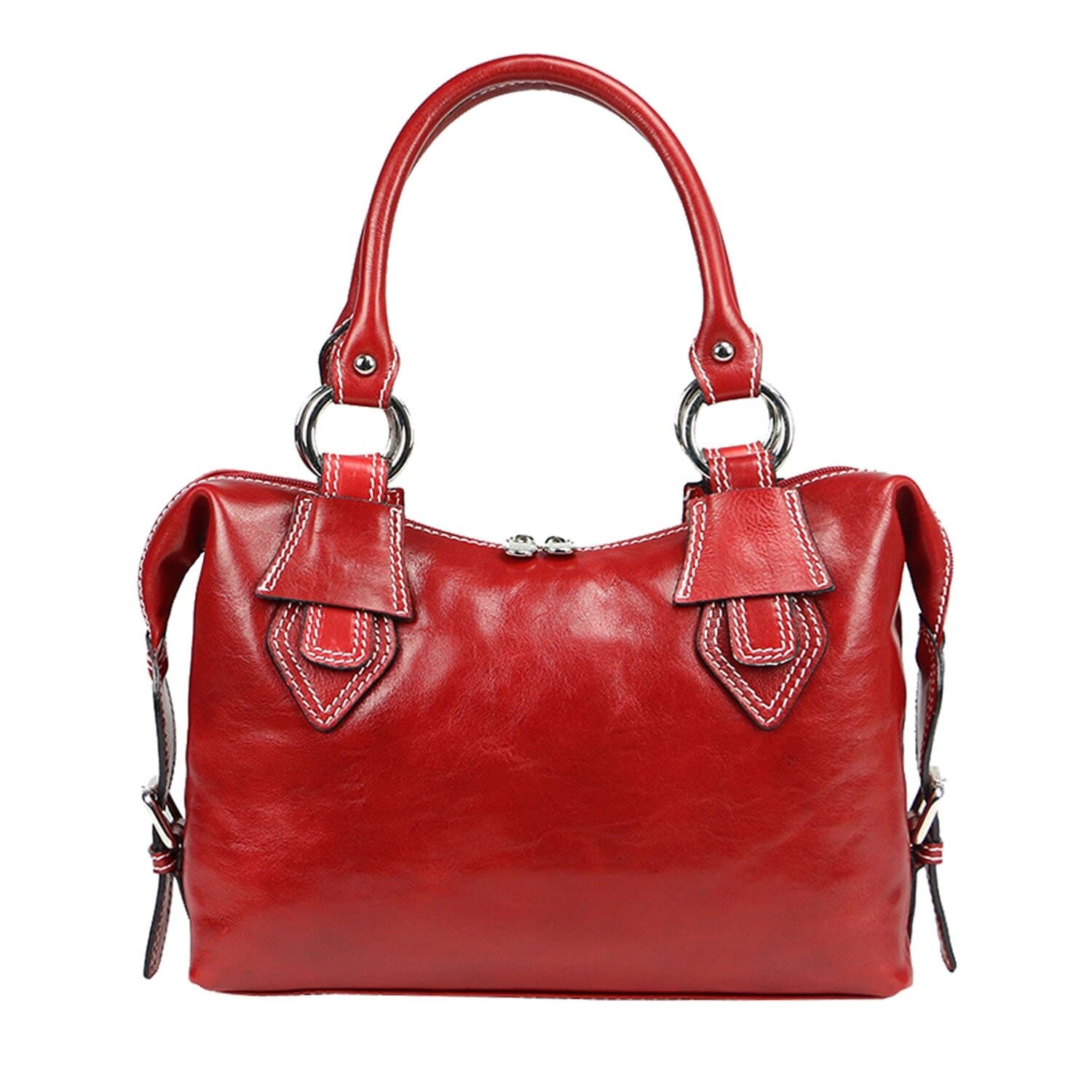 Borsa donna in vera pelle CHIAROSCURO mod. MARY colore ROSSO Made in Italy