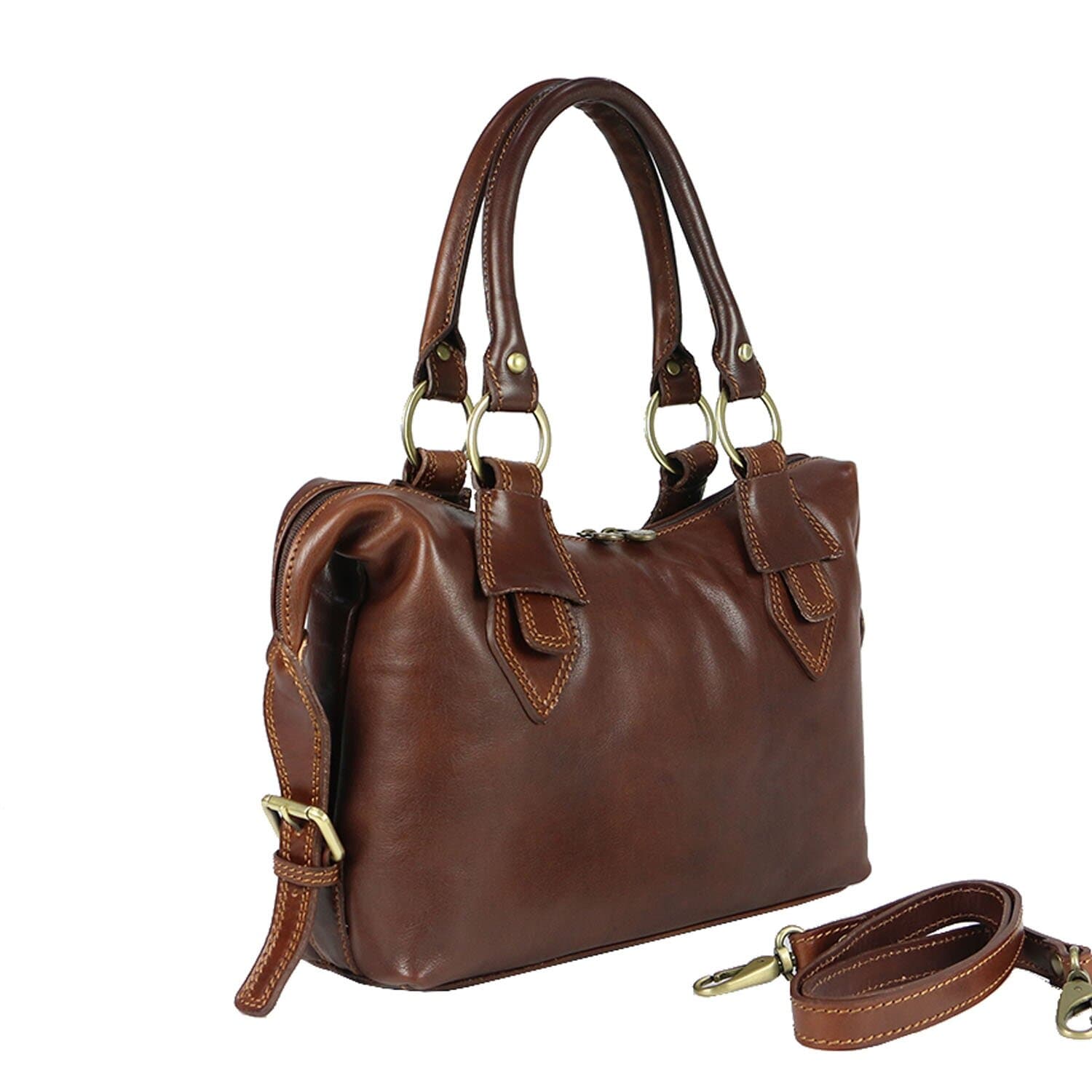 Borsa donna in vera pelle CHIAROSCURO mod. MARY colore TESTA DI MORO Made in Italy