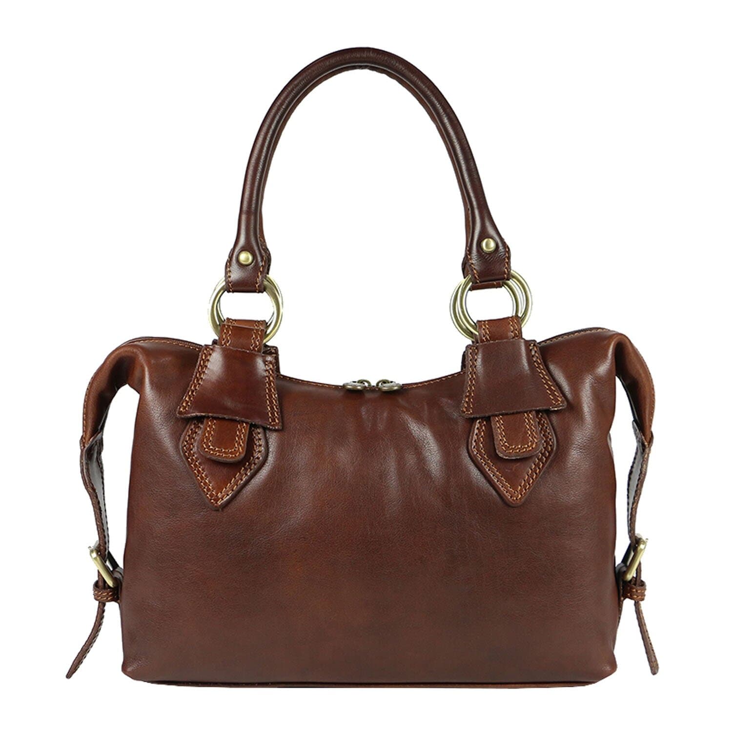 Borsa donna in vera pelle CHIAROSCURO mod. MARY colore TESTA DI MORO Made in Italy