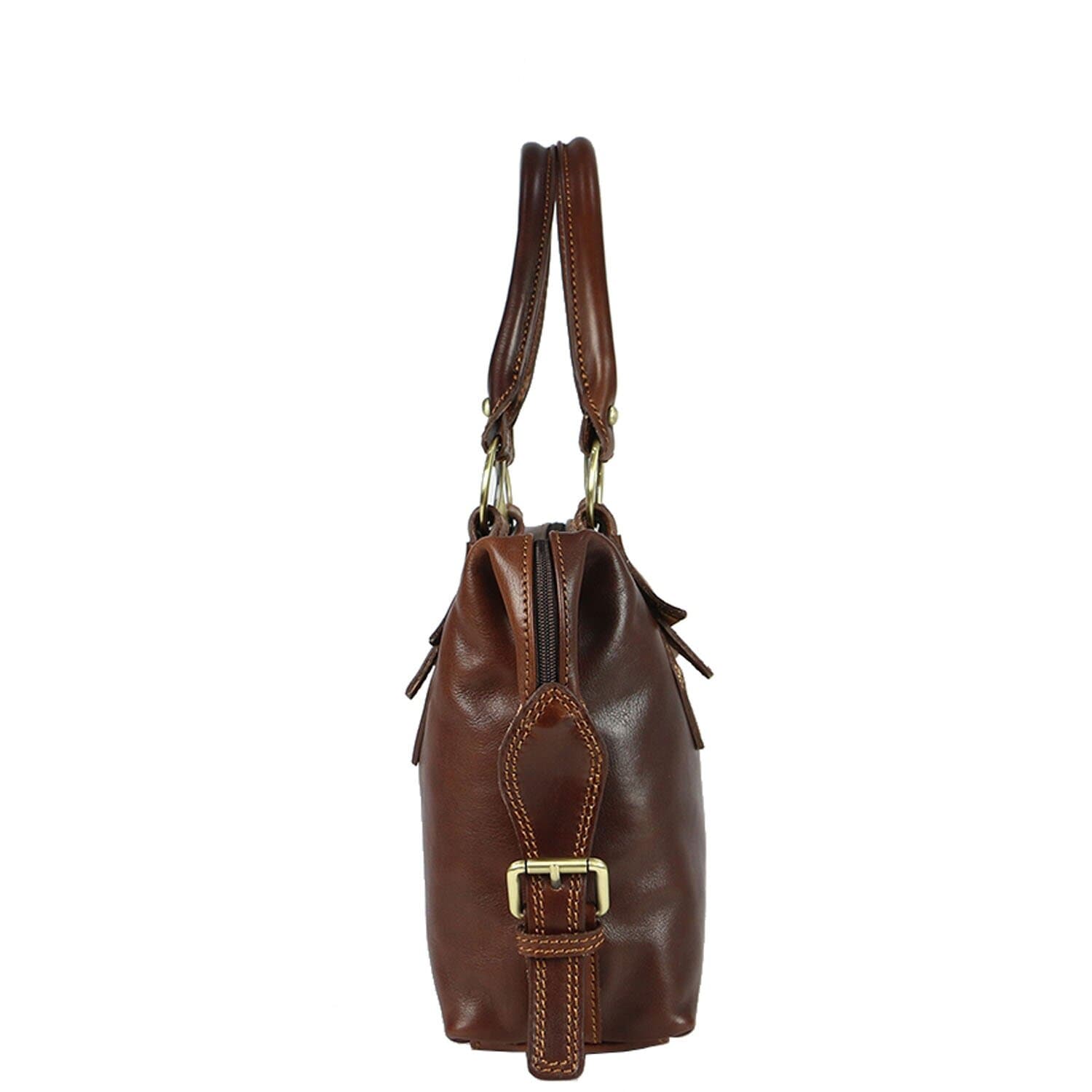 Borsa donna in vera pelle CHIAROSCURO mod. MARY colore TESTA DI MORO Made in Italy