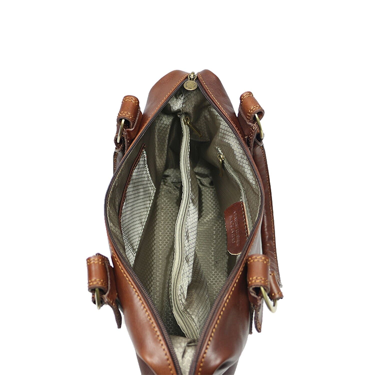 Borsa donna in vera pelle CHIAROSCURO mod. MARY colore TESTA DI MORO Made in Italy