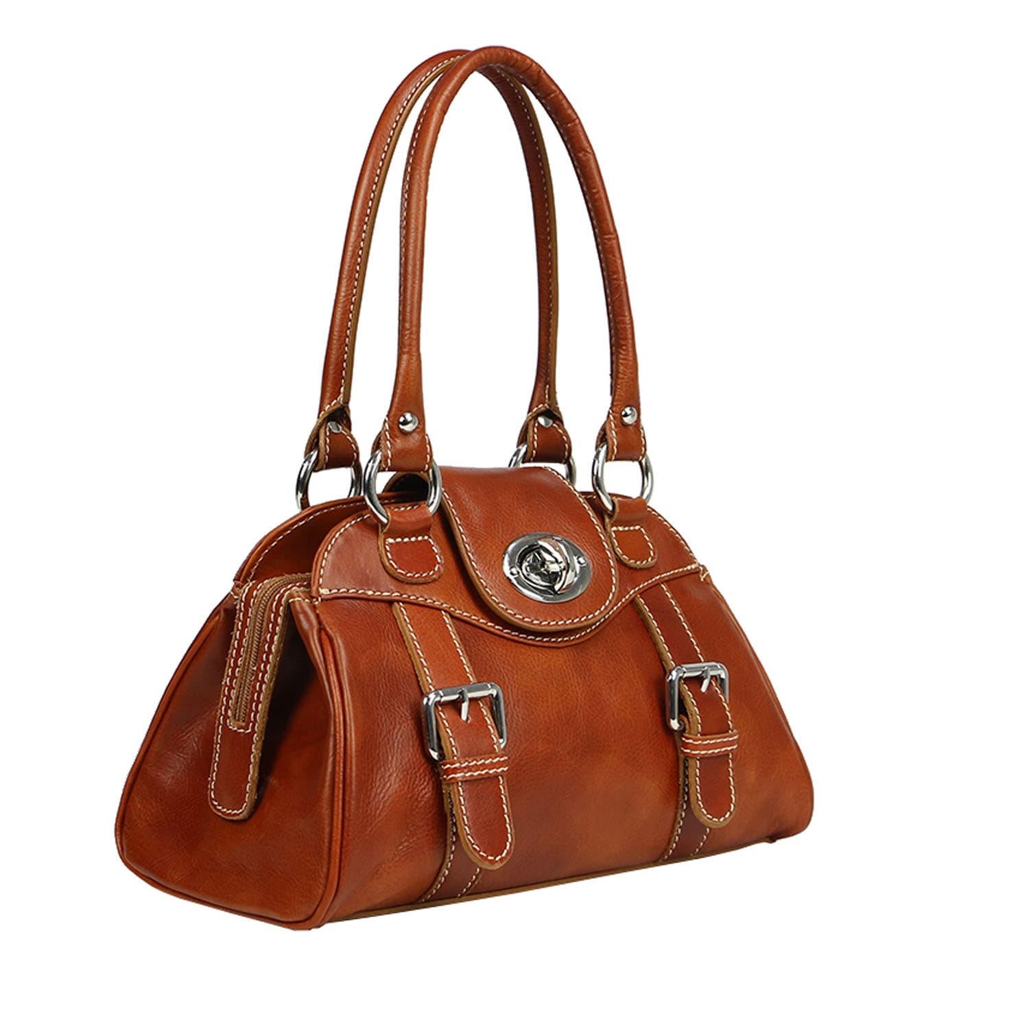 Borsa donna in vera pelle CHIAROSCURO mod. EUGENIA colore MIELE Made in Italy