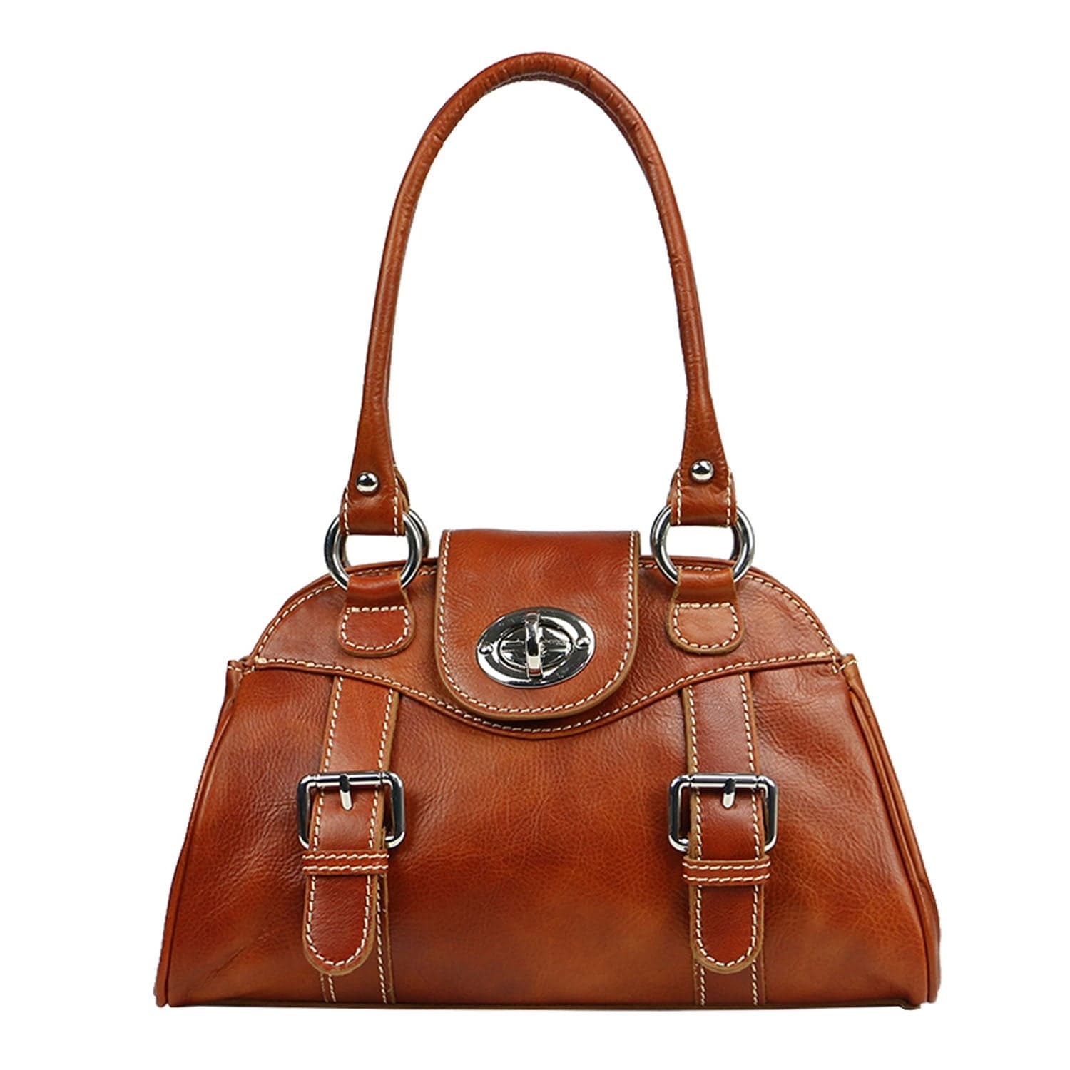 Borsa donna in vera pelle CHIAROSCURO mod. EUGENIA colore MIELE Made in Italy