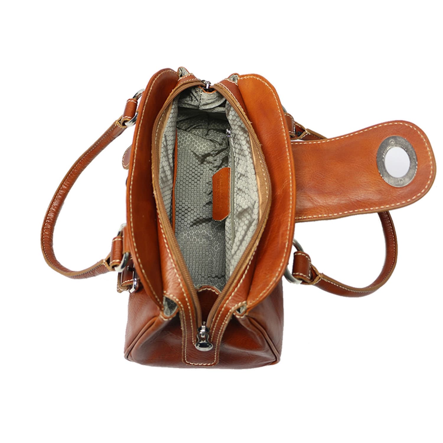 Borsa donna in vera pelle CHIAROSCURO mod. EUGENIA colore MIELE Made in Italy