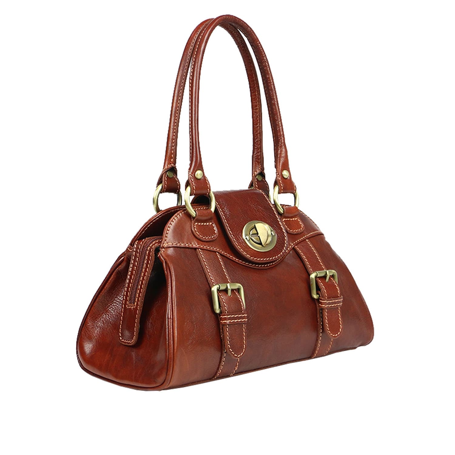 Borsa donna in vera pelle CHIAROSCURO mod. EUGENIA colore MARRONE Made in Italy