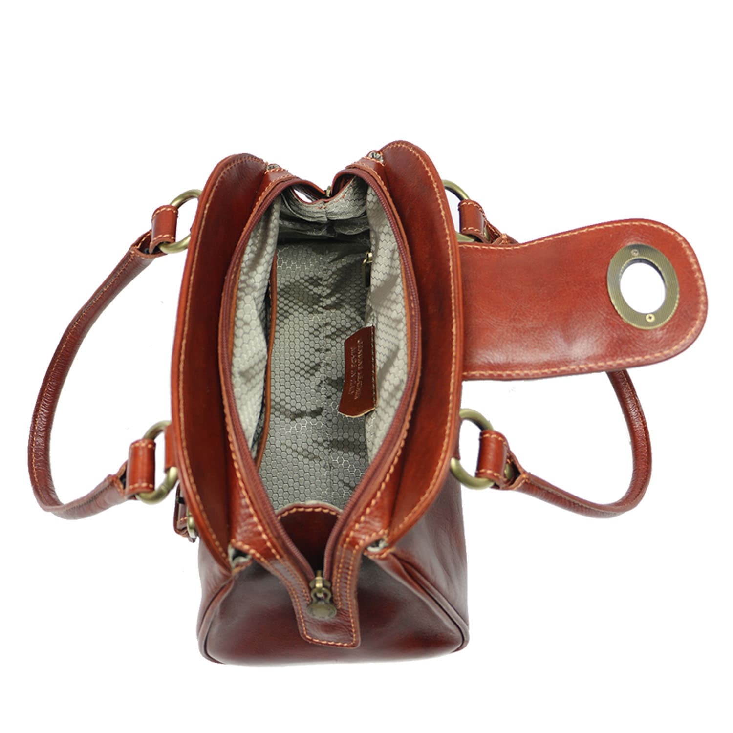 Borsa donna in vera pelle CHIAROSCURO mod. EUGENIA colore MARRONE Made in Italy