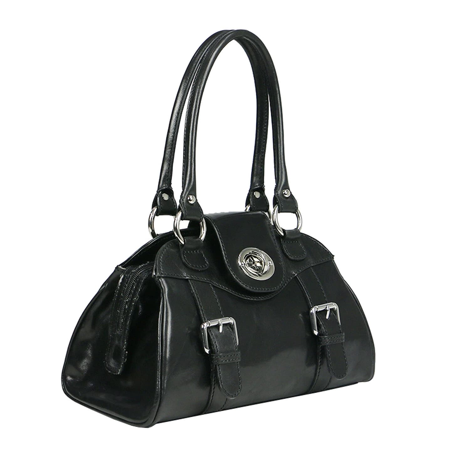 Borsa donna in vera pelle CHIAROSCURO mod. EUGENIA colore NERO, Made in Italy.