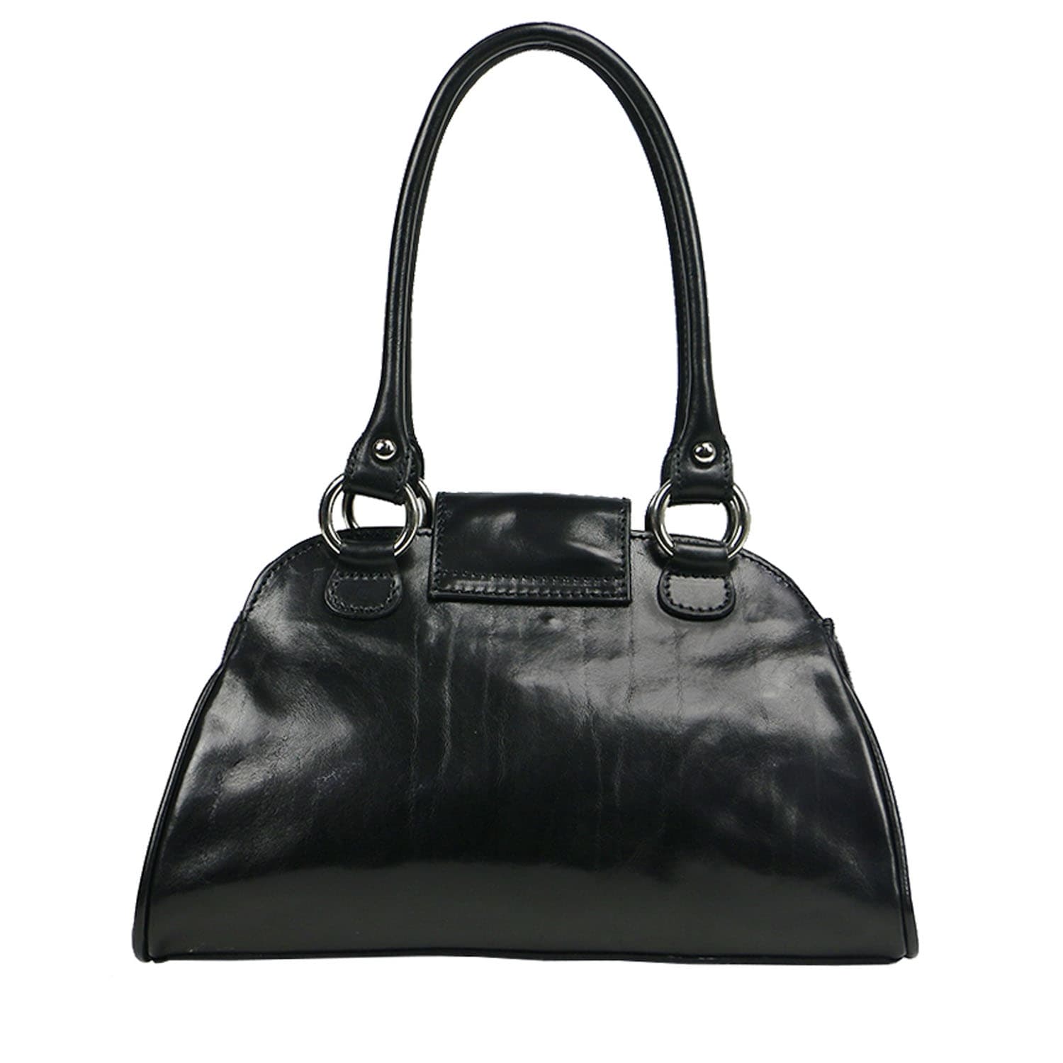 Borsa donna in vera pelle CHIAROSCURO mod. EUGENIA colore NERO, Made in Italy.