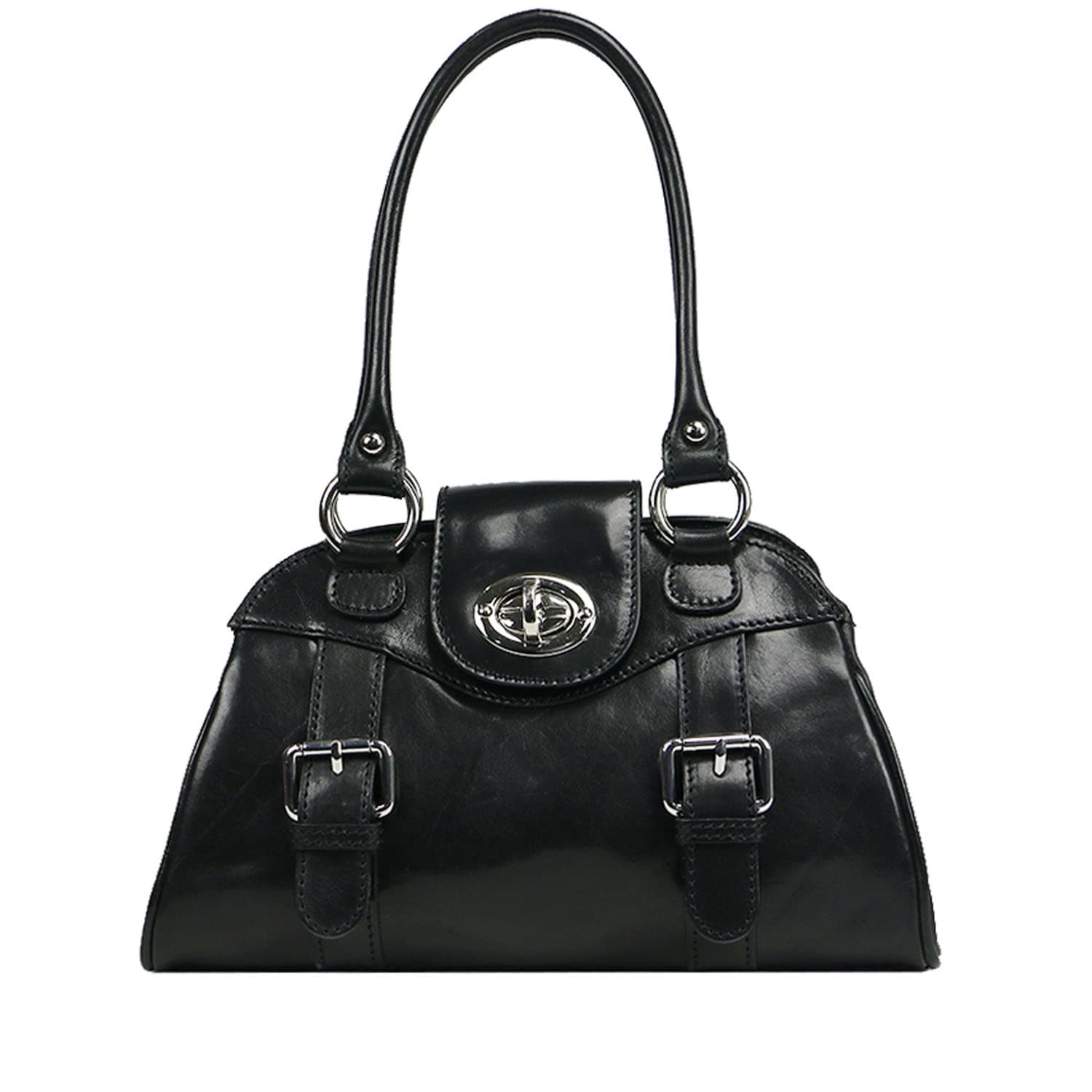 Borsa donna in vera pelle CHIAROSCURO mod. EUGENIA colore NERO, Made in Italy.