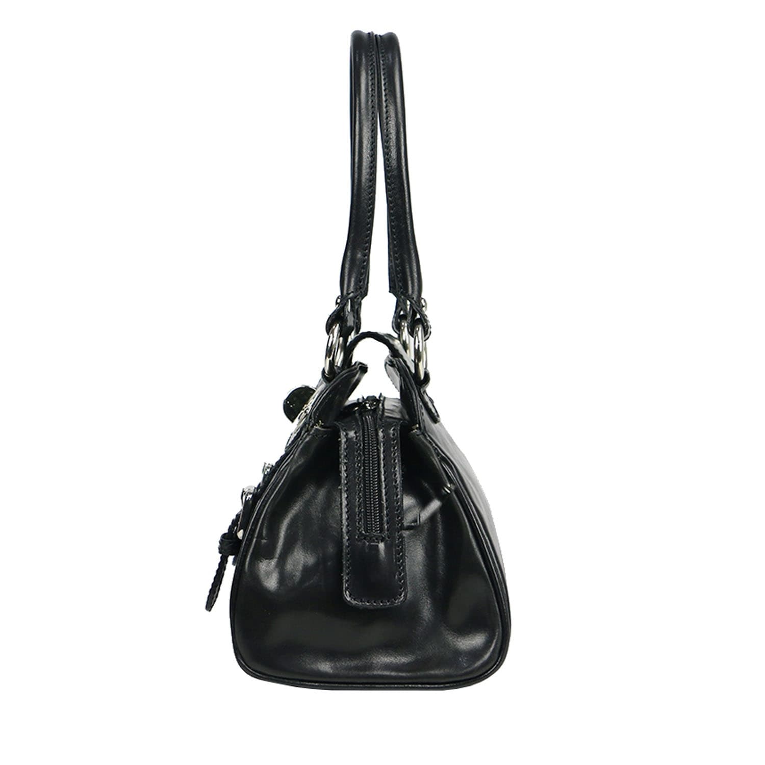 Borsa donna in vera pelle CHIAROSCURO mod. EUGENIA colore NERO, Made in Italy.