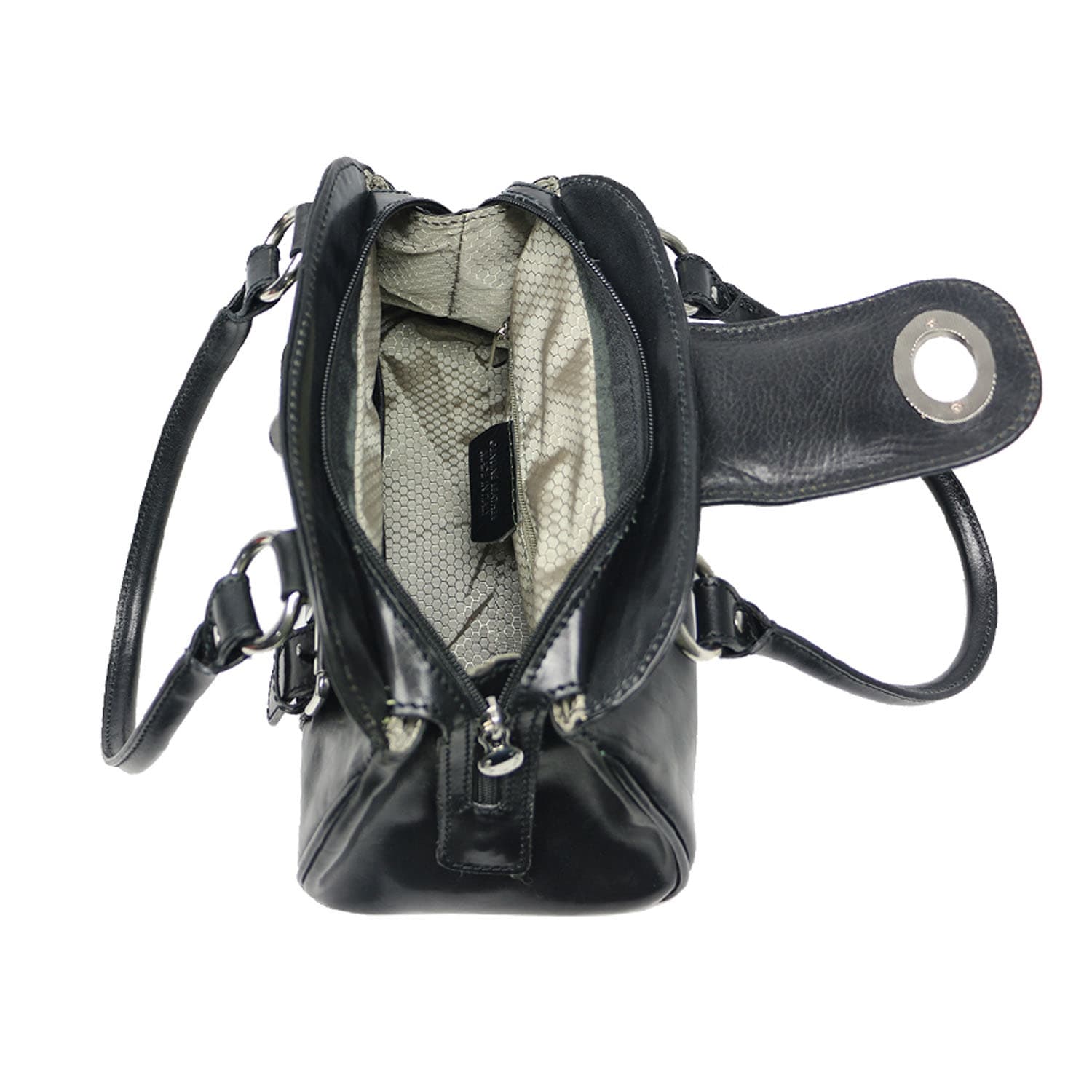Borsa donna in vera pelle CHIAROSCURO mod. EUGENIA colore NERO, Made in Italy.