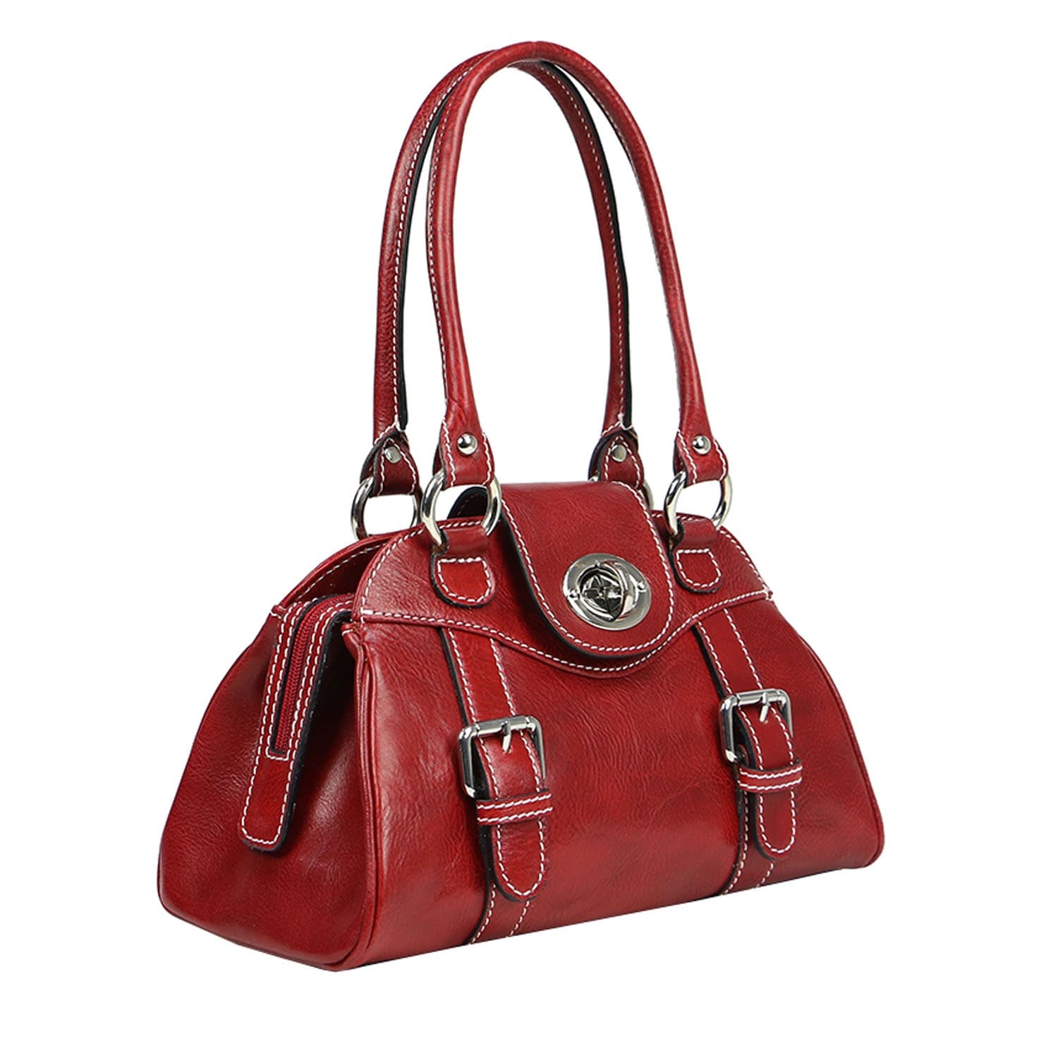 Borsa donna in vera pelle CHIAROSCURO mod. EUGENIA colore ROSSO, Made in Italy. 