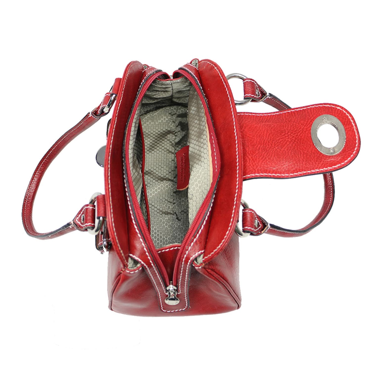 Borsa donna in vera pelle CHIAROSCURO mod. EUGENIA colore ROSSO, Made in Italy. 