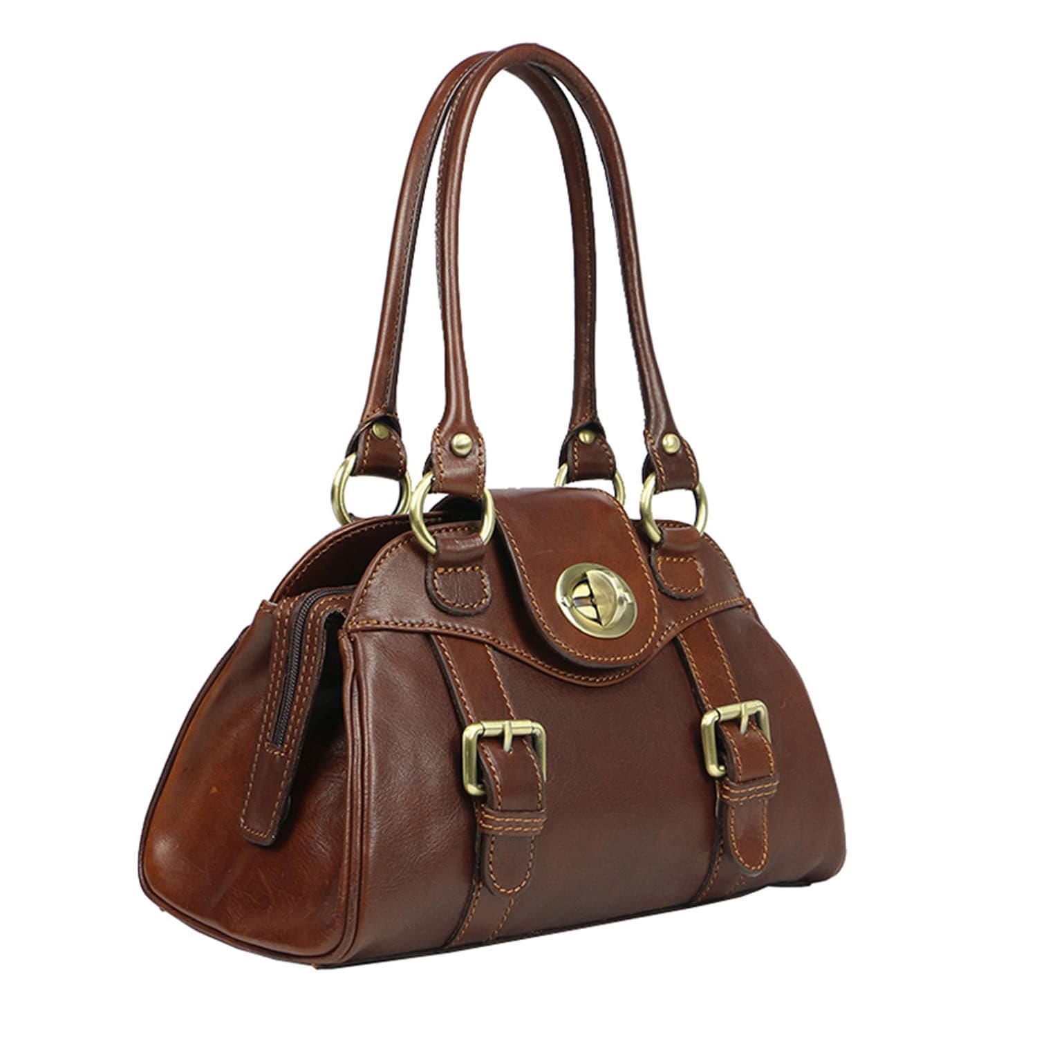 Borsa donna in vera pelle CHIAROSCURO mod. EUGENIA colore TESTA DI MORO Made in Italy