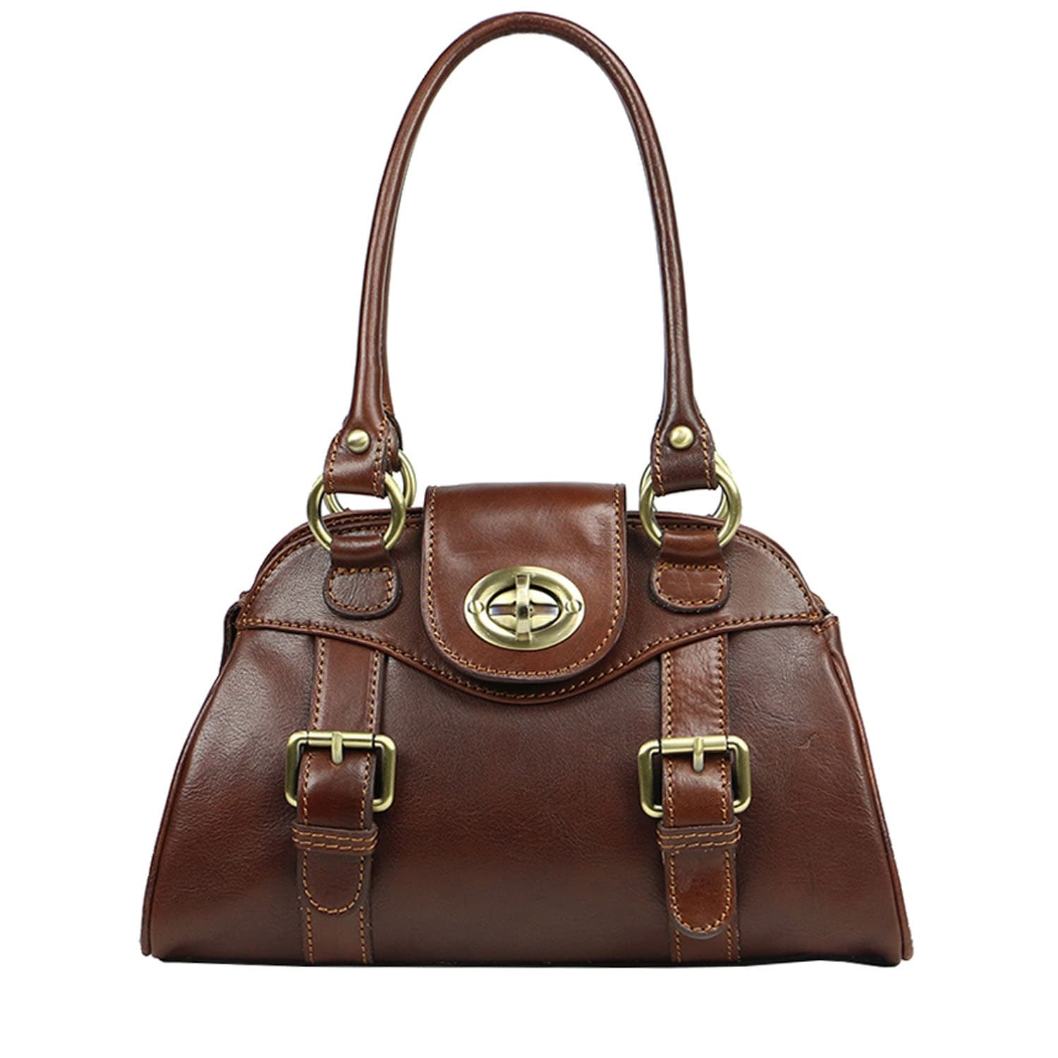 Borsa donna in vera pelle CHIAROSCURO mod. EUGENIA colore TESTA DI MORO Made in Italy