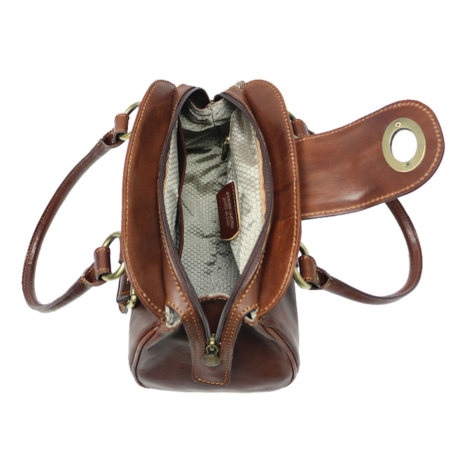 Borsa donna in vera pelle CHIAROSCURO mod. EUGENIA colore TESTA DI MORO Made in Italy
