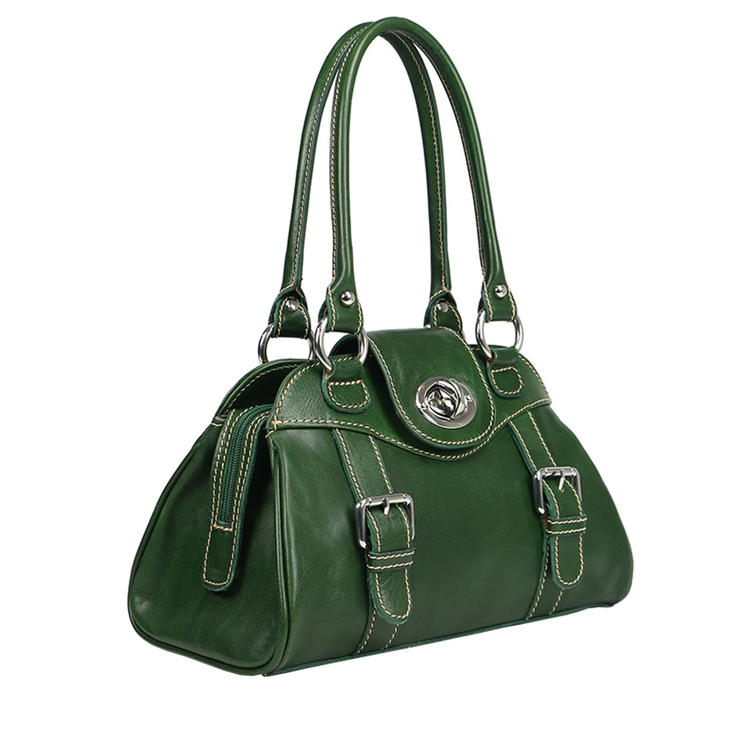 Borsa donna in vera pelle CHIAROSCURO mod. EUGENIA colore VERDE Made in Italy