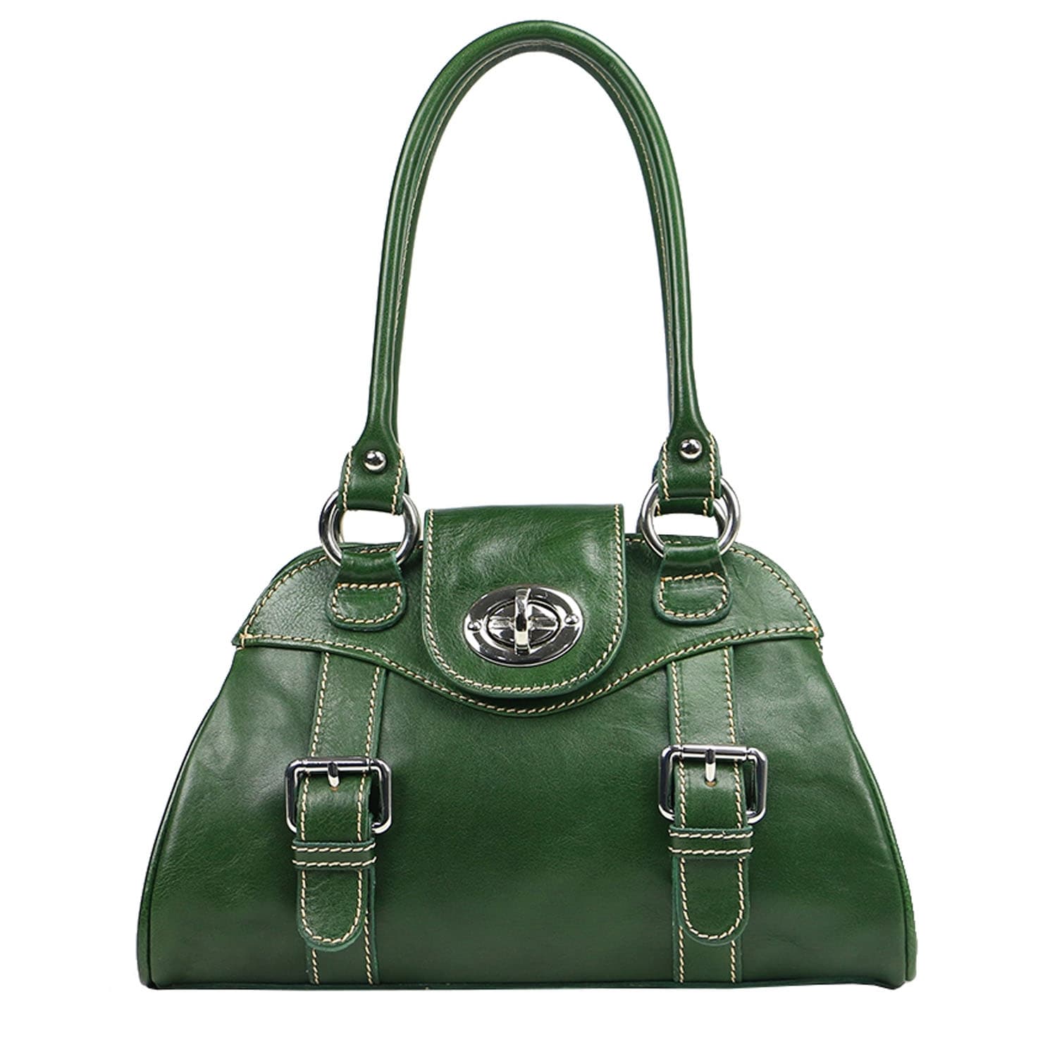 Borsa donna in vera pelle CHIAROSCURO mod. EUGENIA colore VERDE Made in Italy
