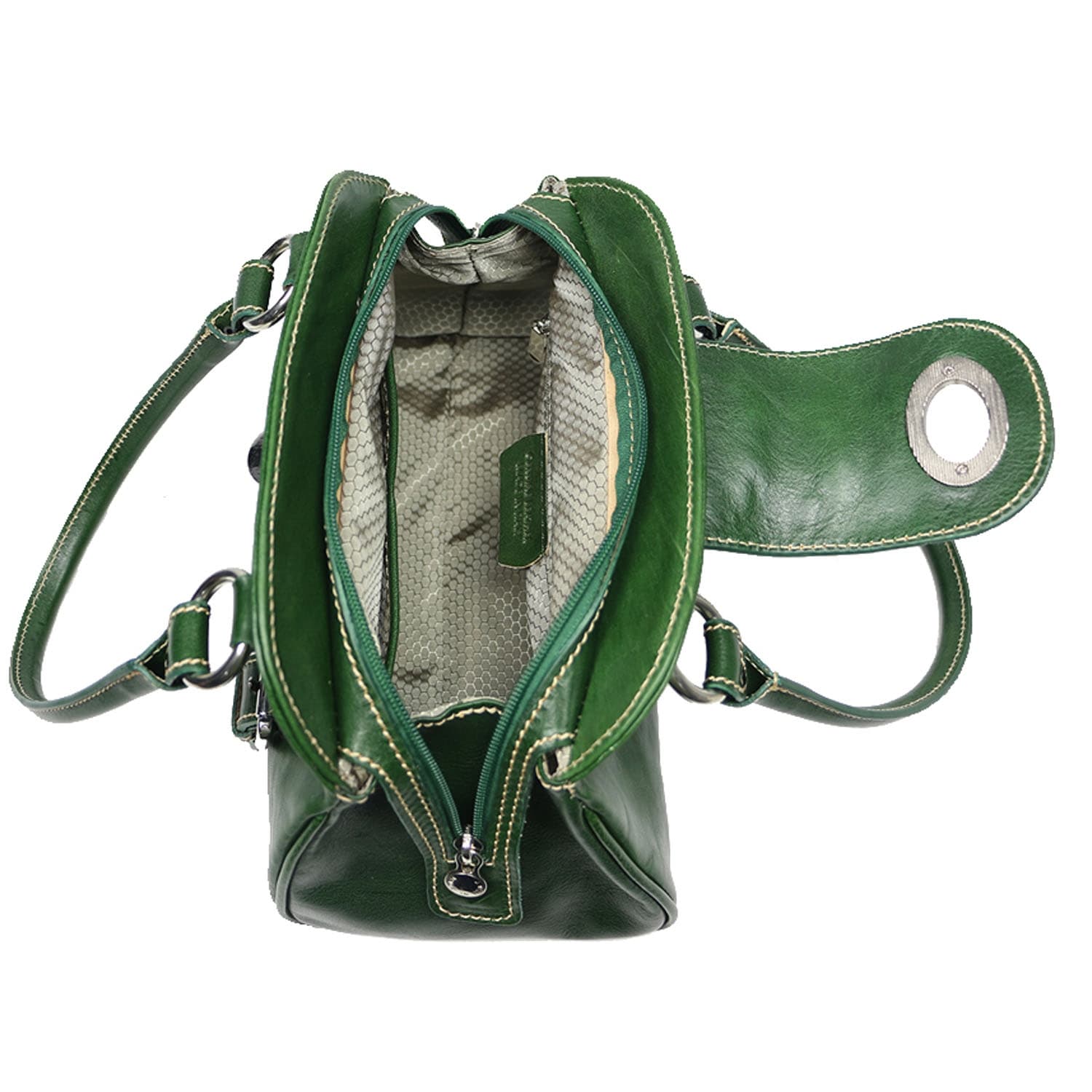 Borsa donna in vera pelle CHIAROSCURO mod. EUGENIA colore VERDE Made in Italy