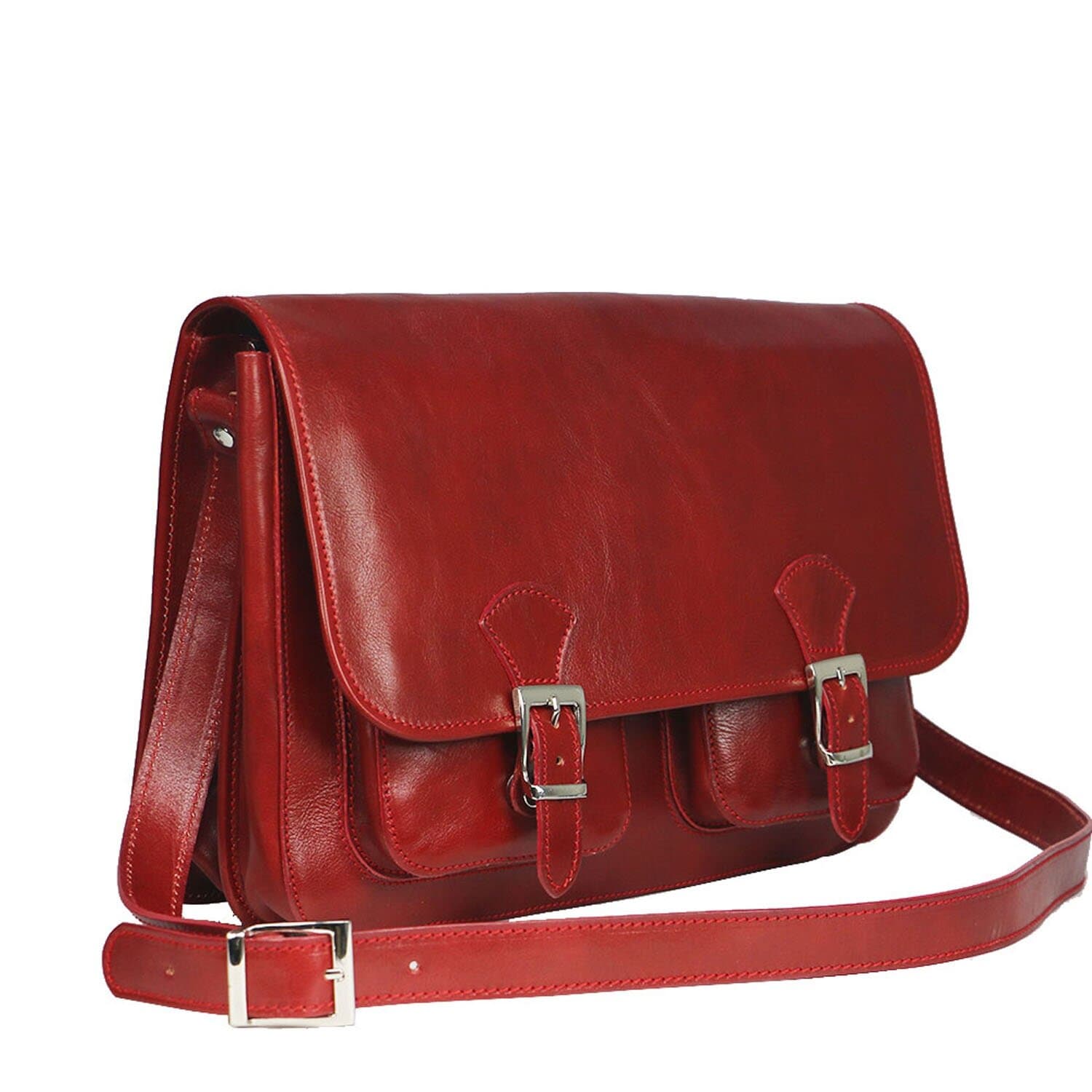 Tracolla da uomo, in cuoio, mod RUDOLF colore : ROSSO, Made in Italy.