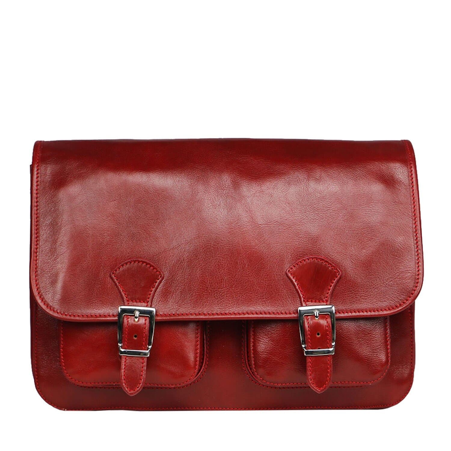 Tracolla da uomo, in cuoio, mod RUDOLF colore : ROSSO, Made in Italy.