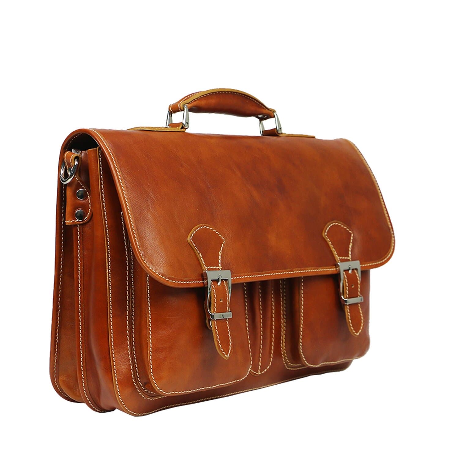 Cartella ufficio / lavoro uomo e donna in vera pelle CHIAROSCURO mod. AMIR colore MIELE Made in Italy. (Borsa)