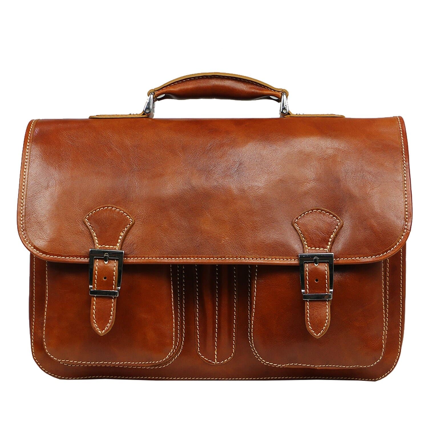 Cartella ufficio / lavoro uomo e donna in vera pelle CHIAROSCURO mod. AMIR colore MIELE Made in Italy. (Borsa)