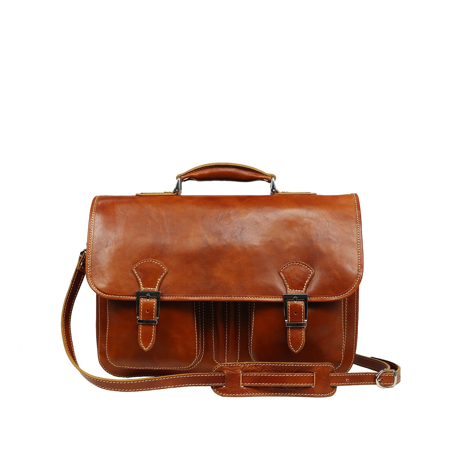 Cartella ufficio / lavoro uomo e donna in vera pelle CHIAROSCURO mod. AMIR colore MIELE Made in Italy. (Borsa)