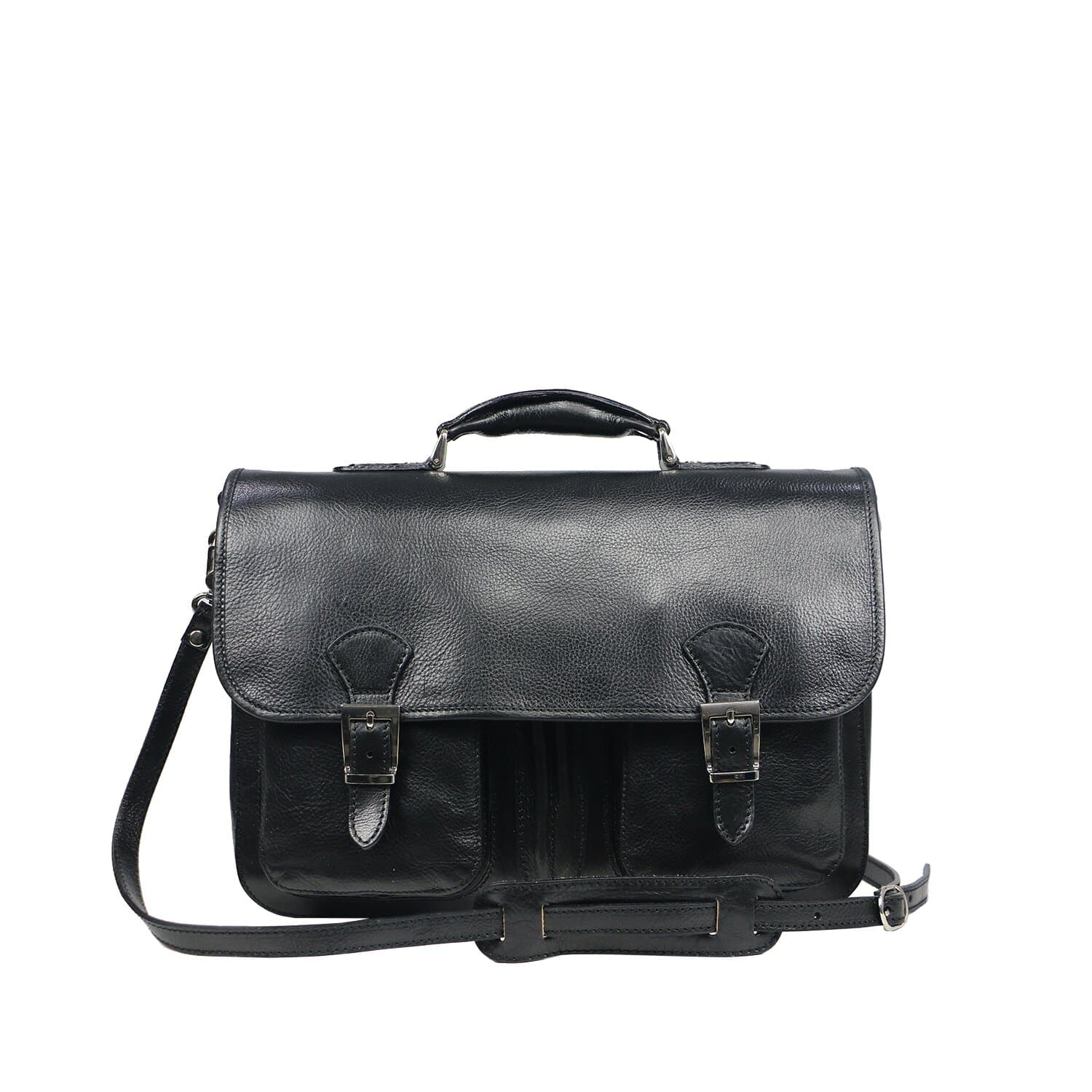 Cartella ufficio / lavoro uomo e donna in vera pelle CHIAROSCURO mod. AMIR colore NERO Made in Italy. (Borsa)