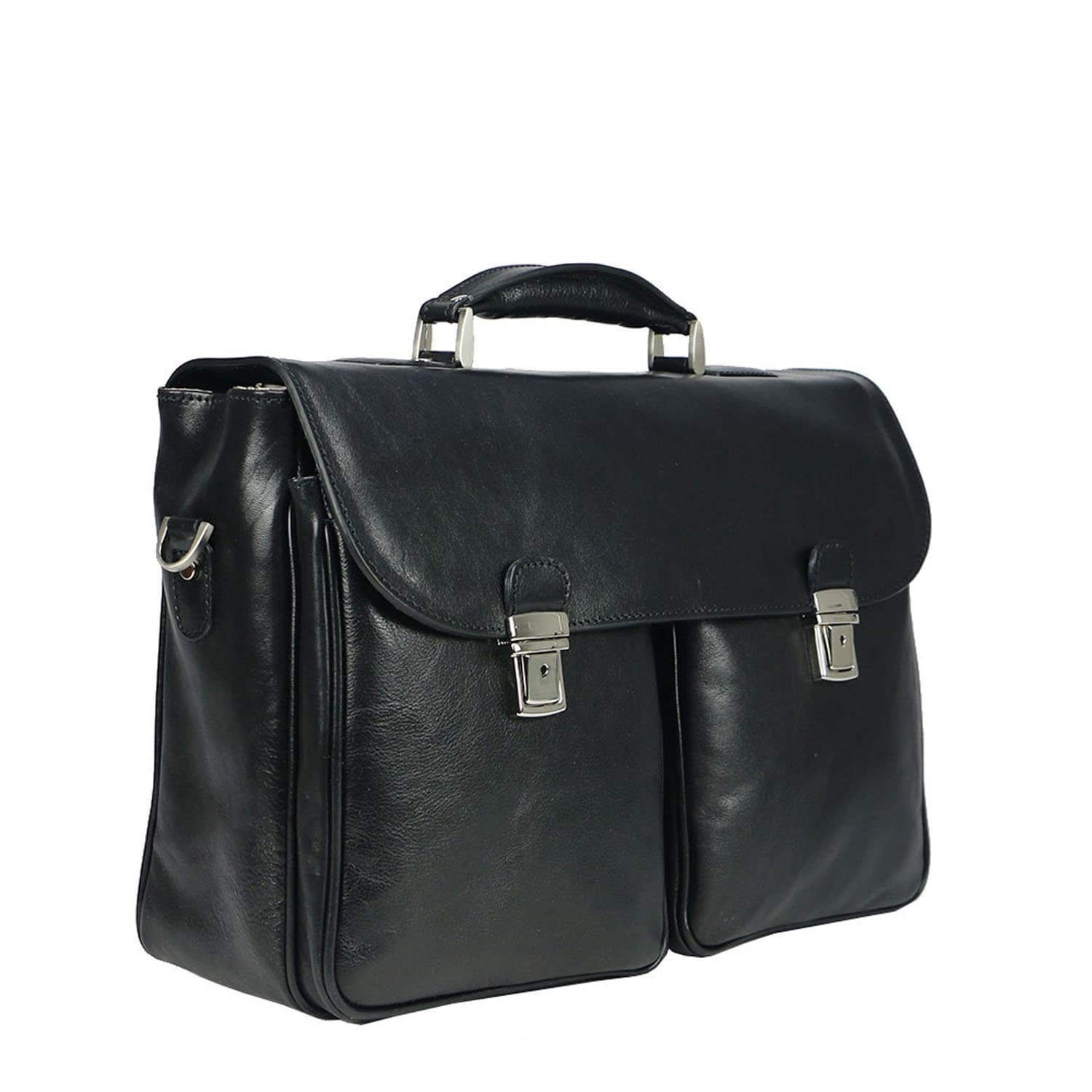 Borsa cartella/ufficio in vera pelle colore nero, mod.PATRIK, CHIAROSCURO, Made in Italy. (Borsa)