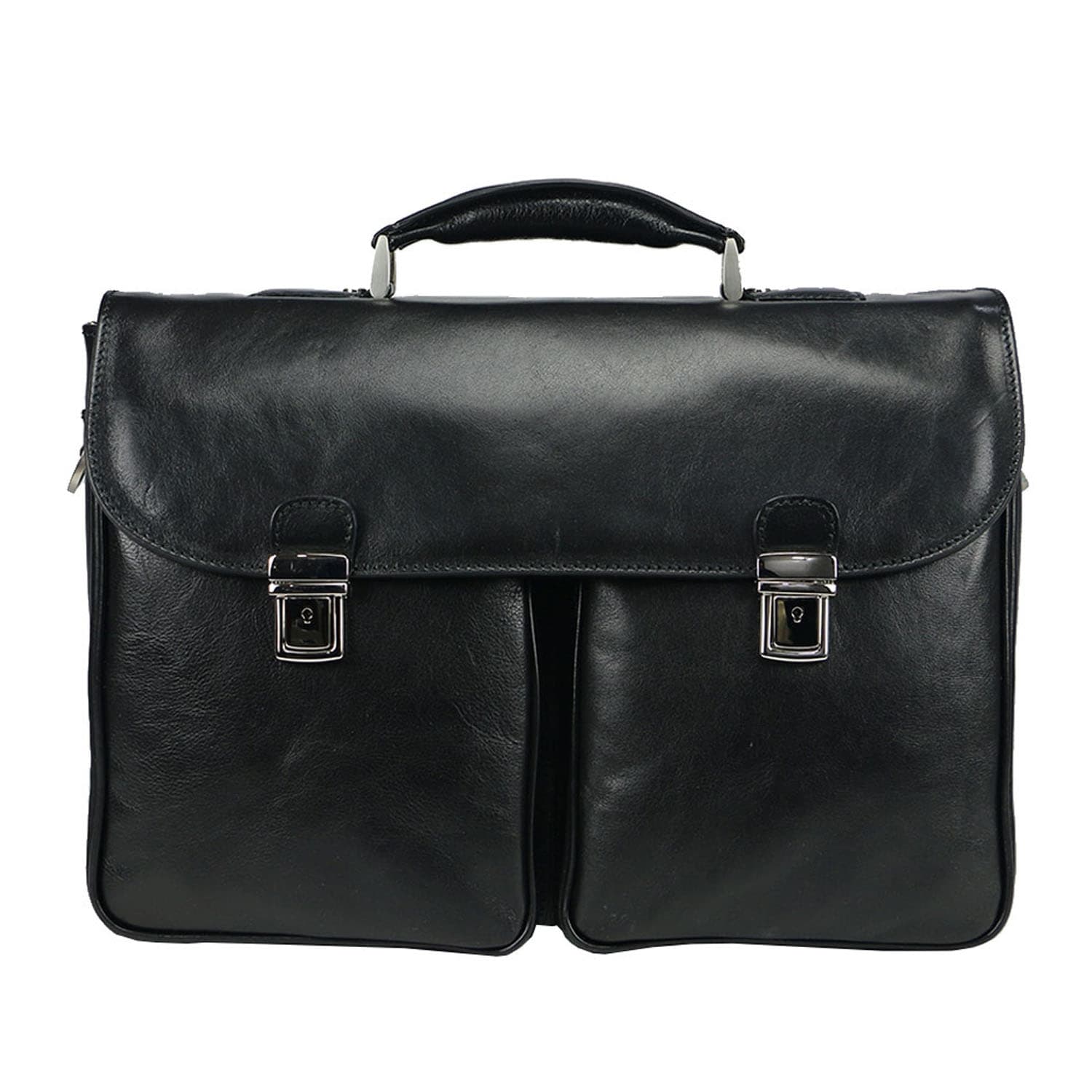 Borsa cartella/ufficio in vera pelle colore nero, mod.PATRIK, CHIAROSCURO, Made in Italy. (Borsa)