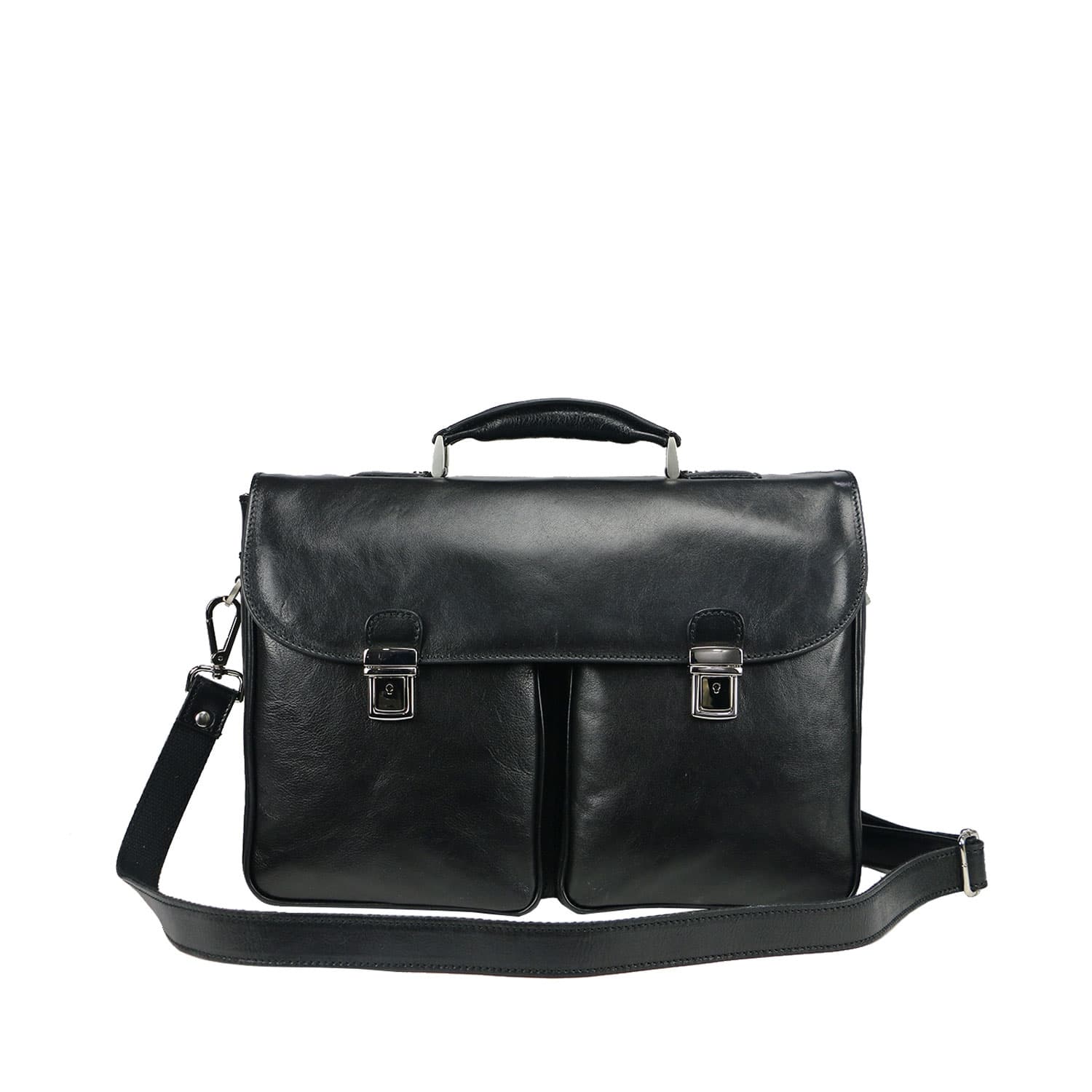 Borsa cartella/ufficio in vera pelle colore nero, mod.PATRIK, CHIAROSCURO, Made in Italy. (Borsa)