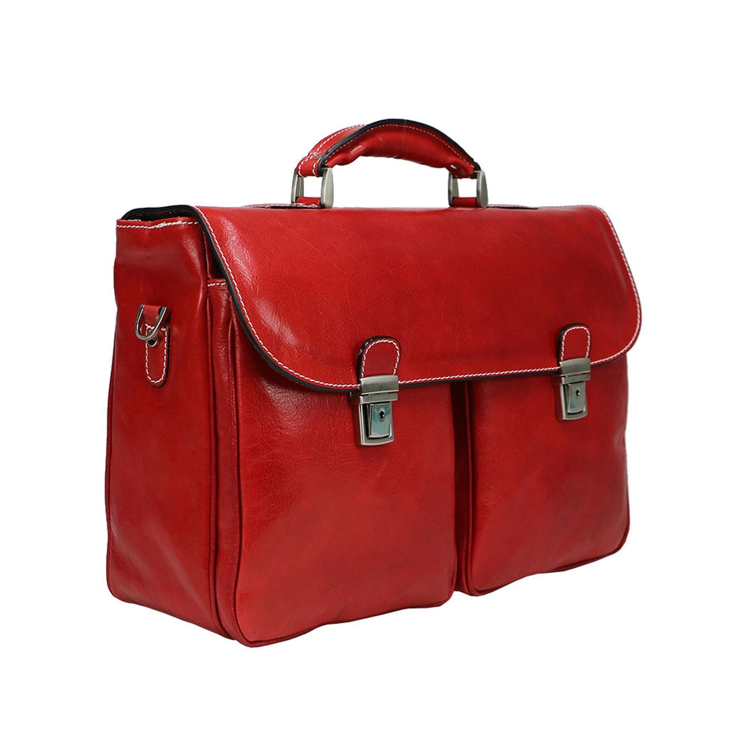Borsa cartella/ufficio in vera pelle colore rosso, mod.PATRIK, CHIAROSCURO, Made in Italy. (Borsa)