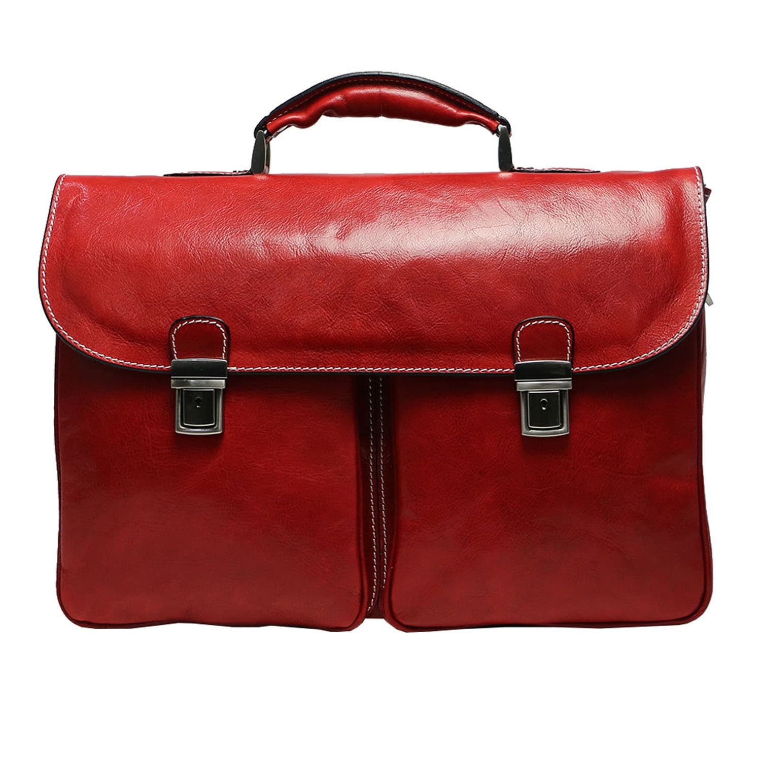 Borsa cartella/ufficio in vera pelle colore rosso, mod.PATRIK, CHIAROSCURO, Made in Italy. (Borsa)