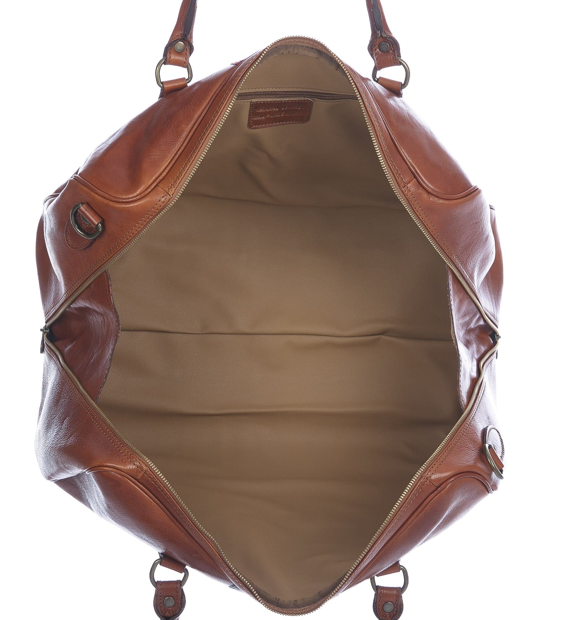 COMO SMALL : borsa da viaggio in cuoio, tricolore, colore : MIELE, Made in Italy