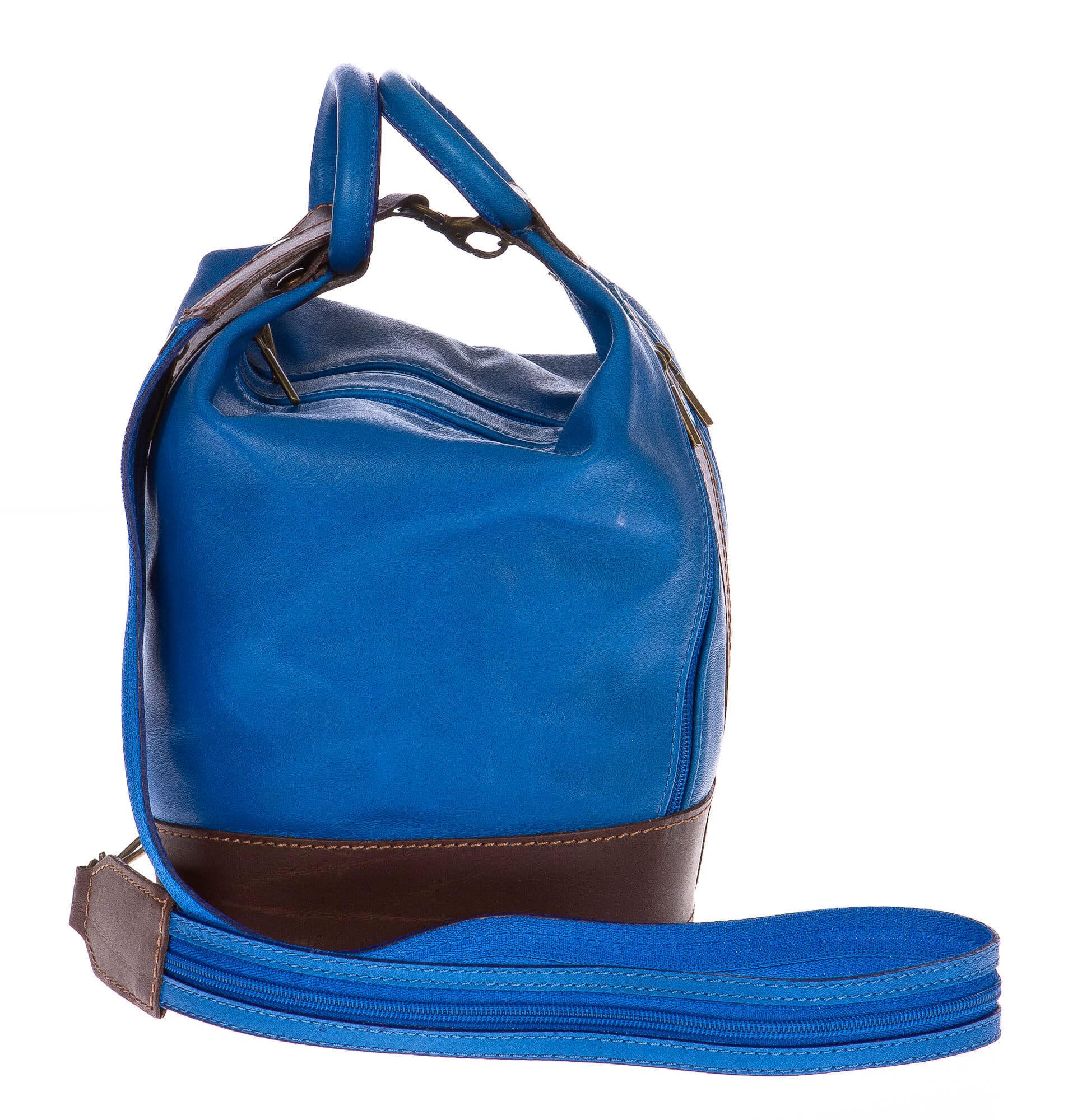 Borsa zaino donna in vera pelle CHIAROSCURO mod. GRIGNA colore BLU Made in Italy.