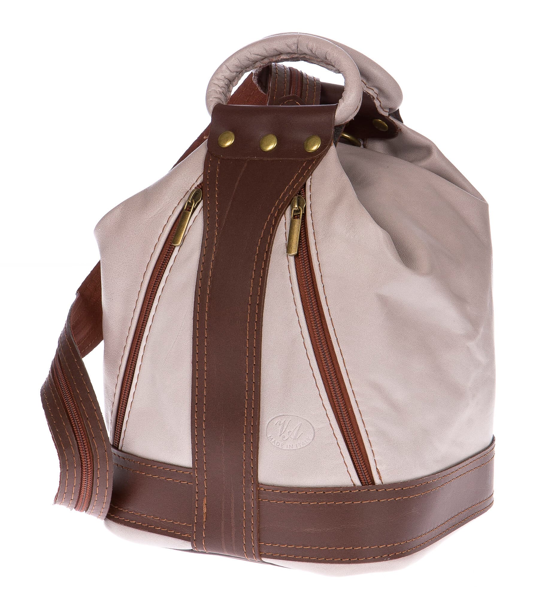Borsa zaino donna in vera pelle CHIAROSCURO mod. GRIGNA colore BEIGE Made in Italy