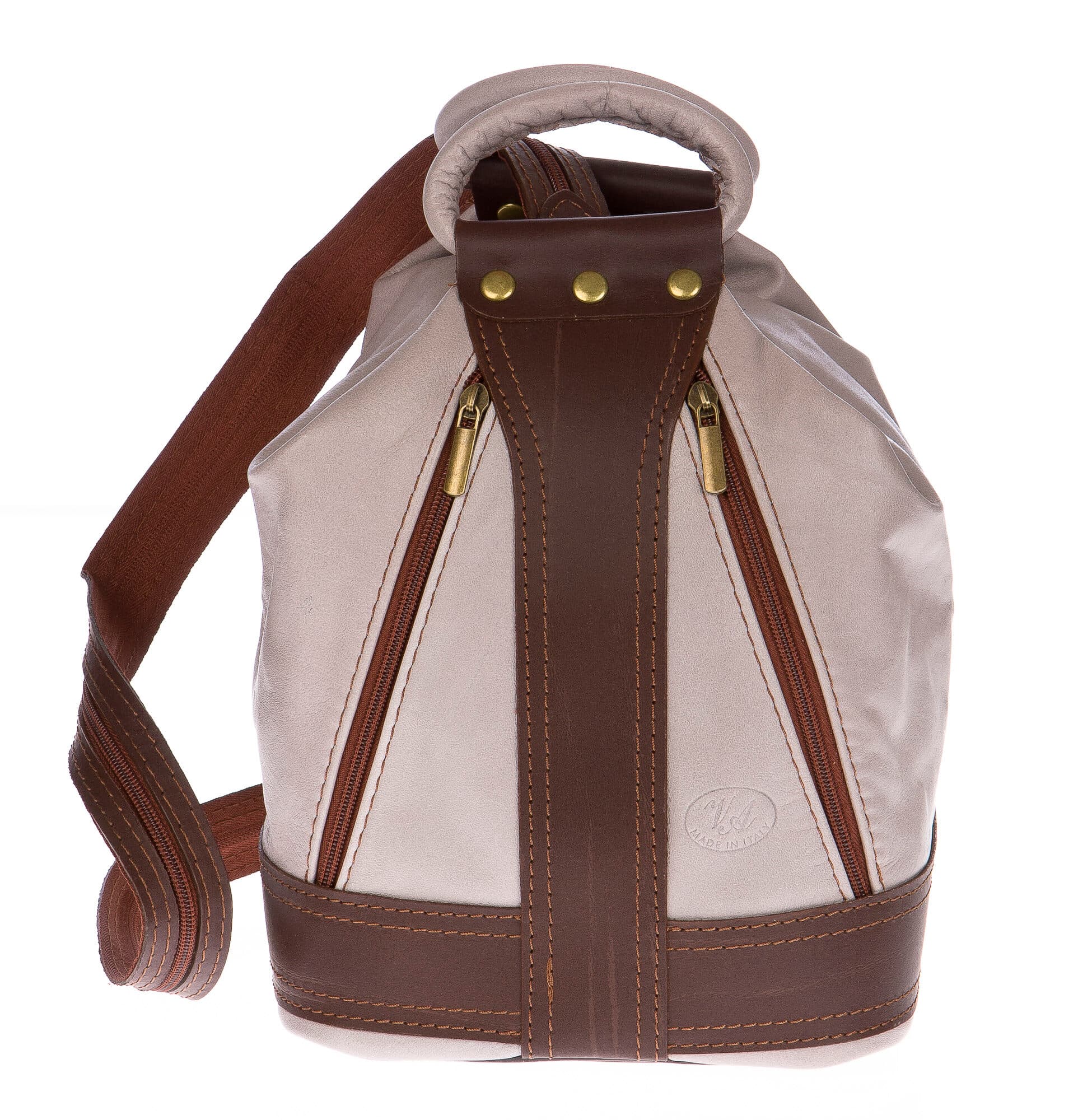 Borsa zaino donna in vera pelle CHIAROSCURO mod. GRIGNA colore BEIGE Made in Italy