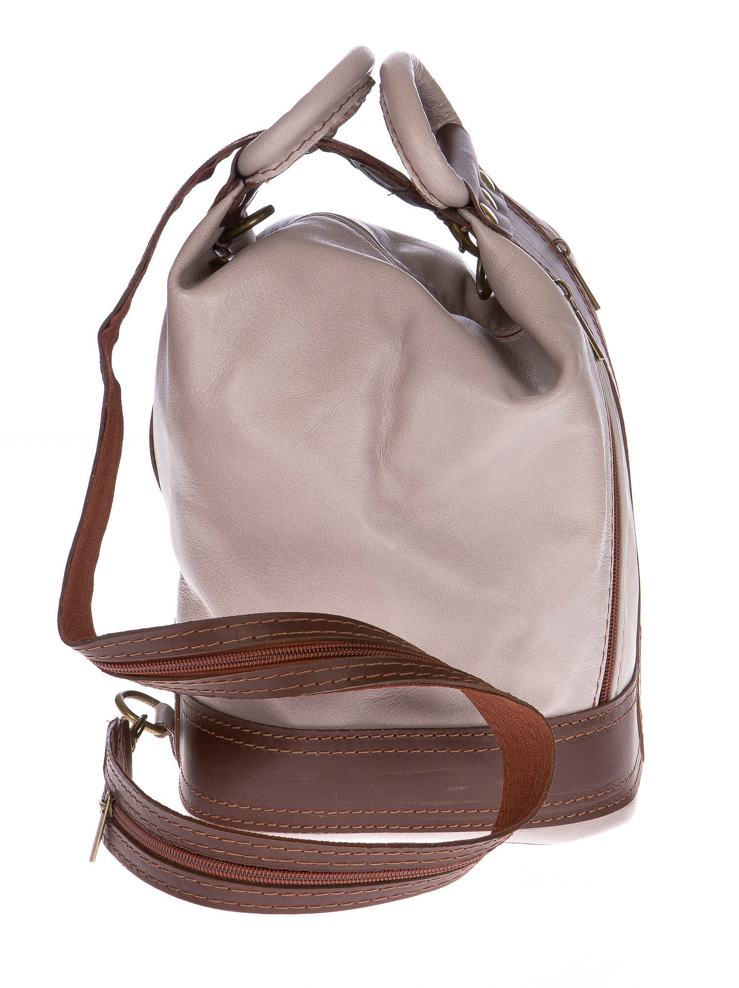 Borsa zaino donna in vera pelle CHIAROSCURO mod. GRIGNA colore BEIGE Made in Italy