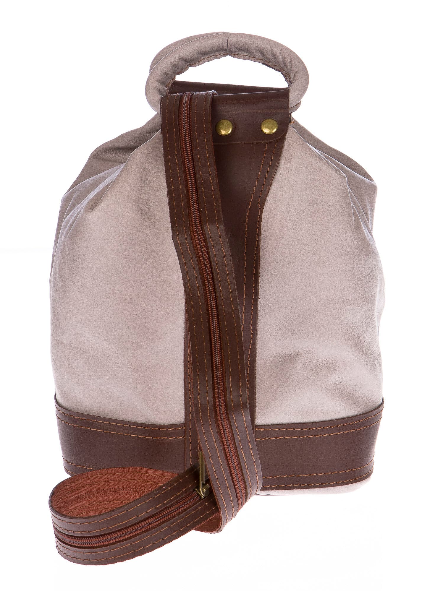 Borsa zaino donna in vera pelle CHIAROSCURO mod. GRIGNA colore BEIGE Made in Italy