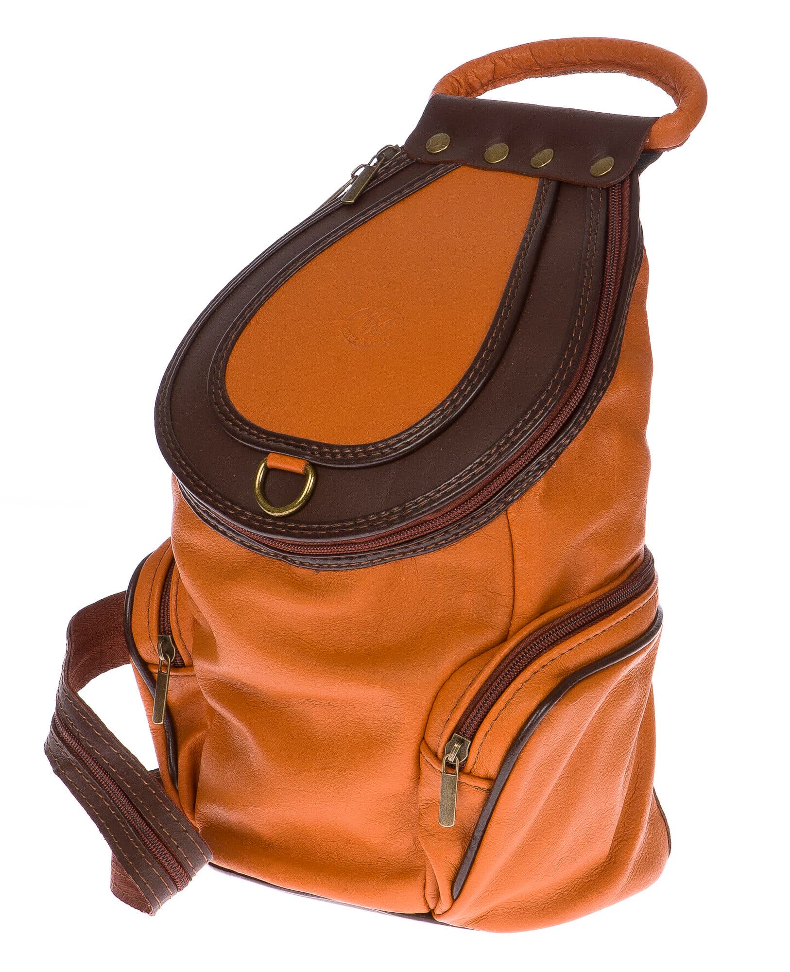 Borsa zaino donna in vera pelle CHIAROSCURO mod. MONTE HALLA maxi colore MIELE Made in Italy.